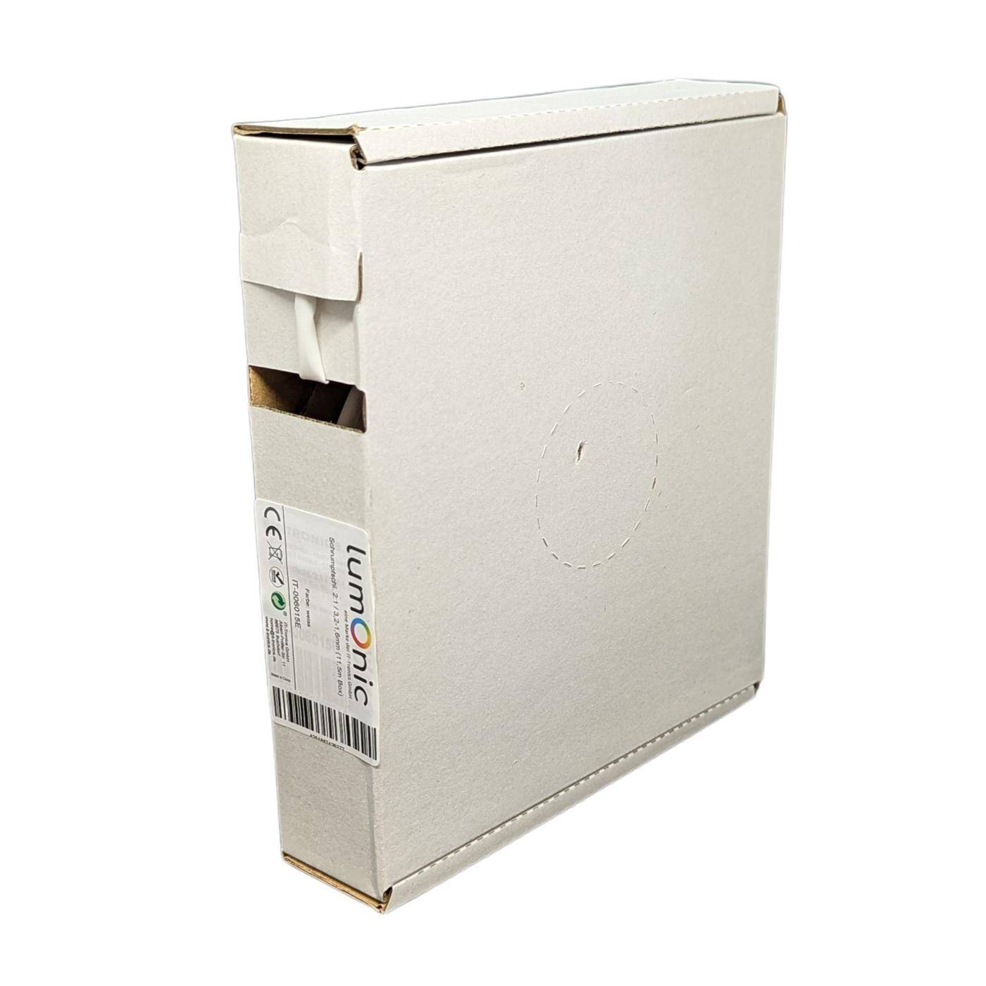 Lumonic 11,5m Schrumpfschlauch Box 2:1 Weiss - Hier von: 3,2mm auf 1,6mm - Dickwandiger Schrumfpschlauch in verschiedenen Größen