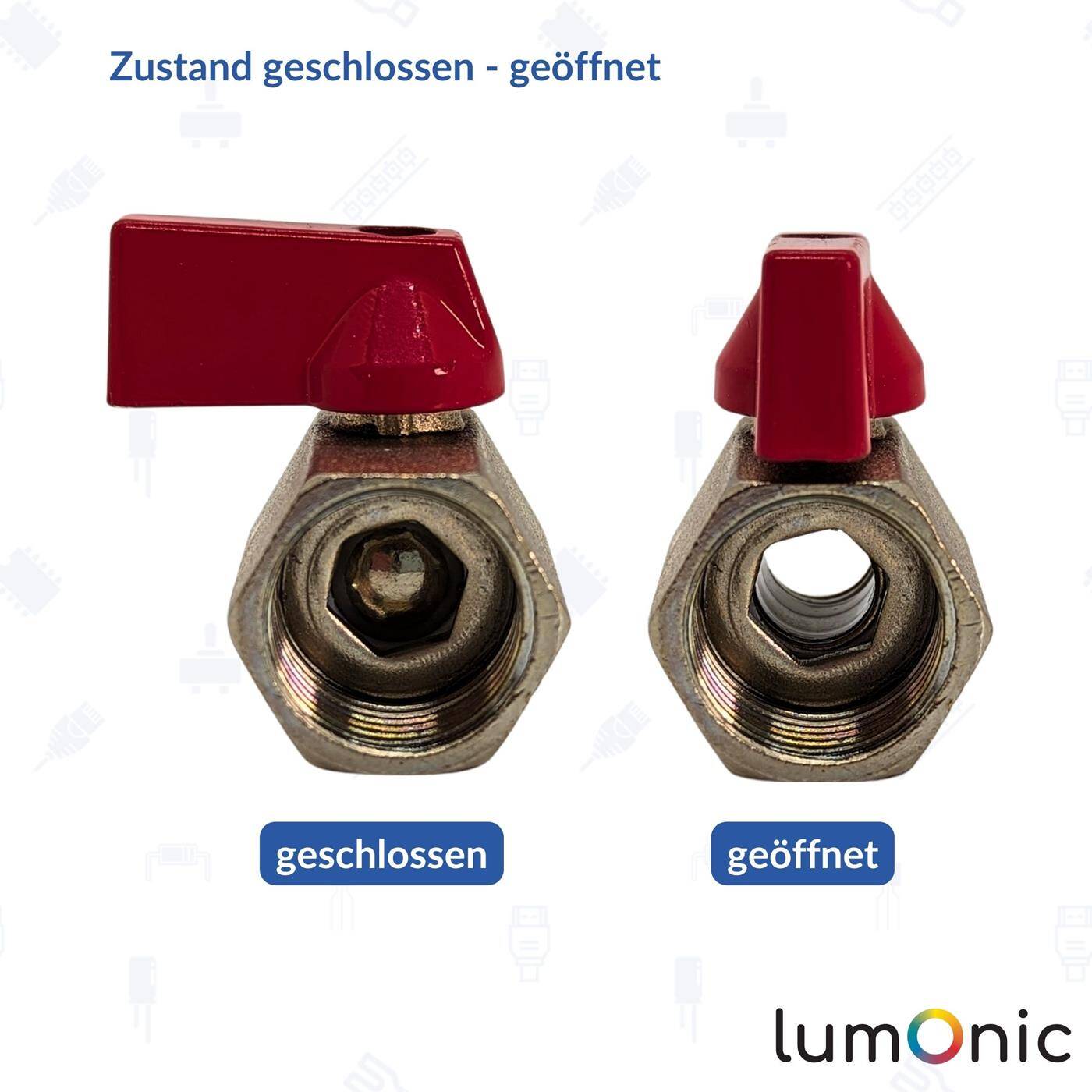 Ball valve Hexagonal with toggle handle 3/8 Customs 2 x Internal thread Chrome-plated brass Stopcock for compressed air Workshop