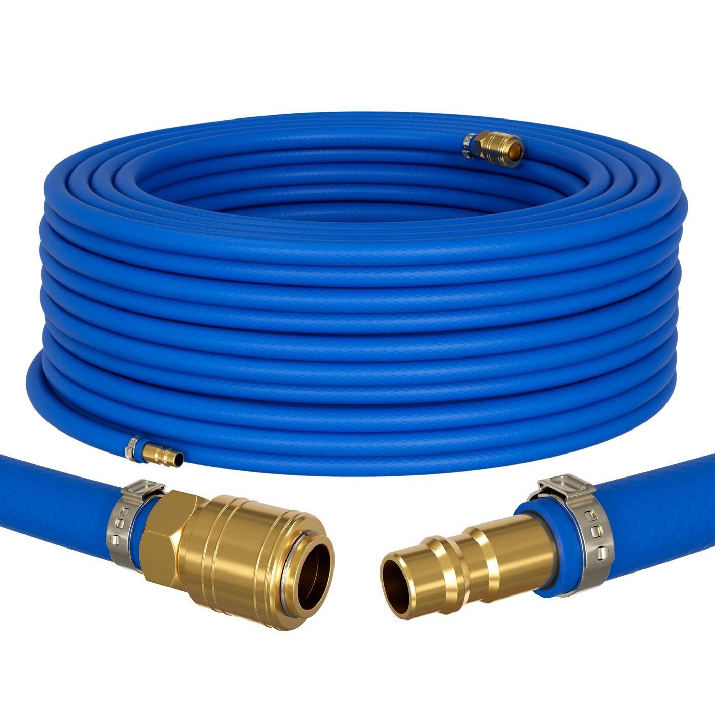 30m Druckluftschlauch mit Schnellkupplung 13mm PVC Druckluftverlängerung Dose & Stecker fertig konfektioniert flexibel, abriebfest und gewebeverstärkt