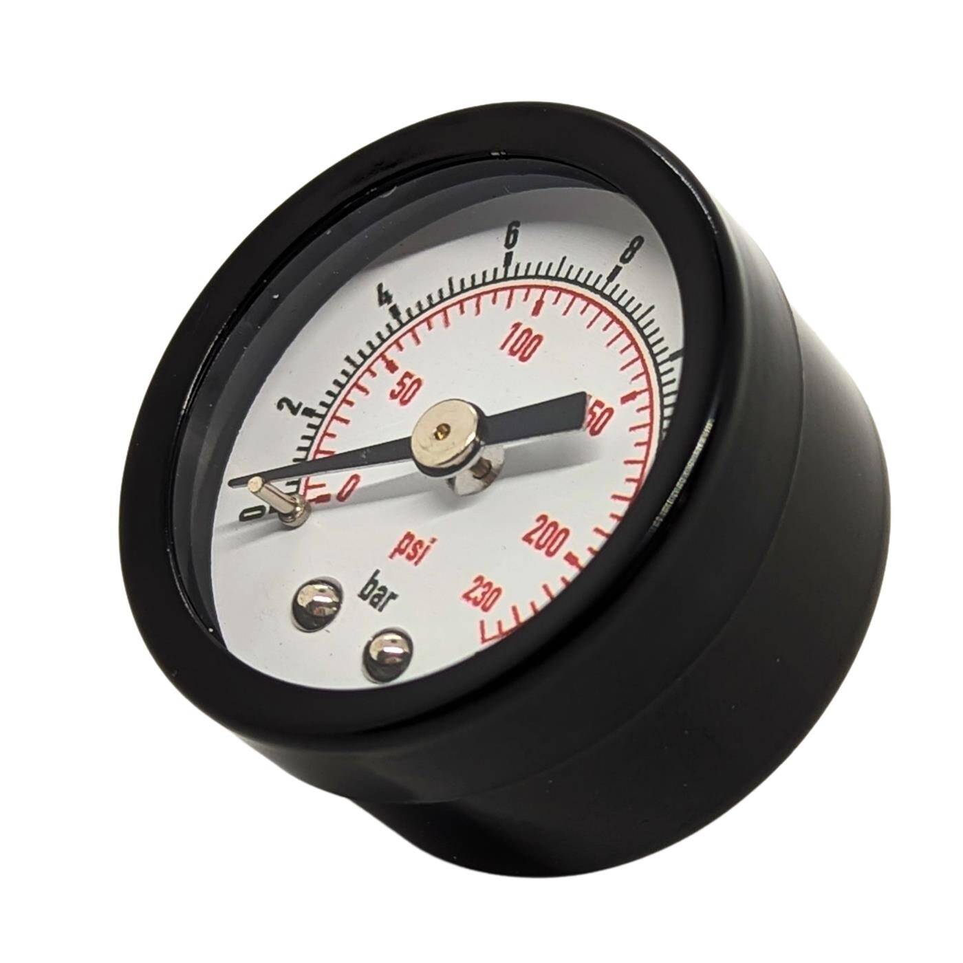 Manometer 0-2,5bar 1/8 Zoll Klasse 2,5 Anschluss hinten Durchmesser 40mm Druckmesser für Druckluft und Wasser