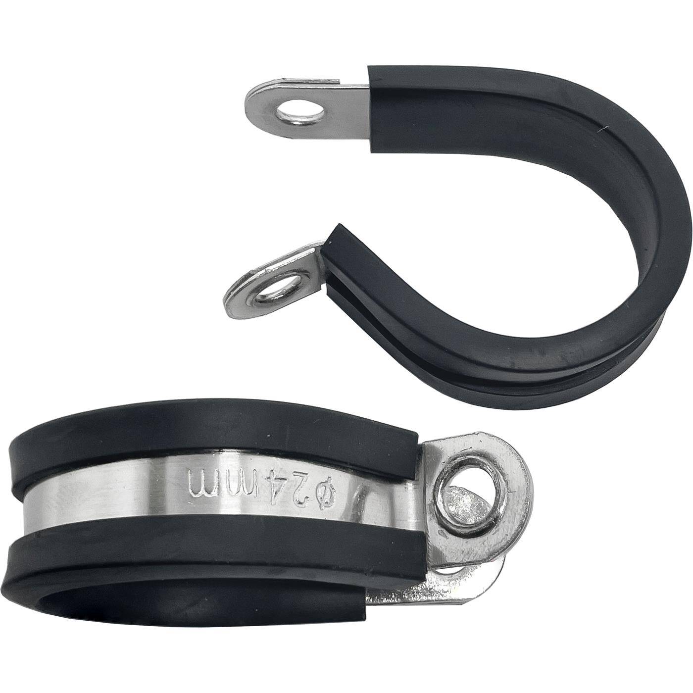 10x P-Clip Leitungsschelle Edelstahl V2A mit Gummi 24mm Rohrschelle Befestigungsschelle