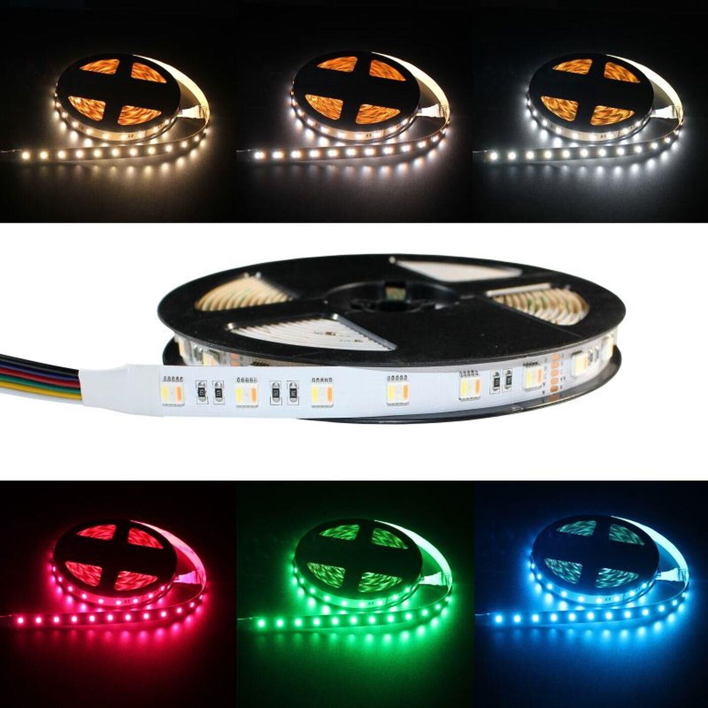 5m (500cm) RGBW + WW 5in1 LED Streifen Band Leiste 24V IP20 300LEDs 60LED/m SMD5050