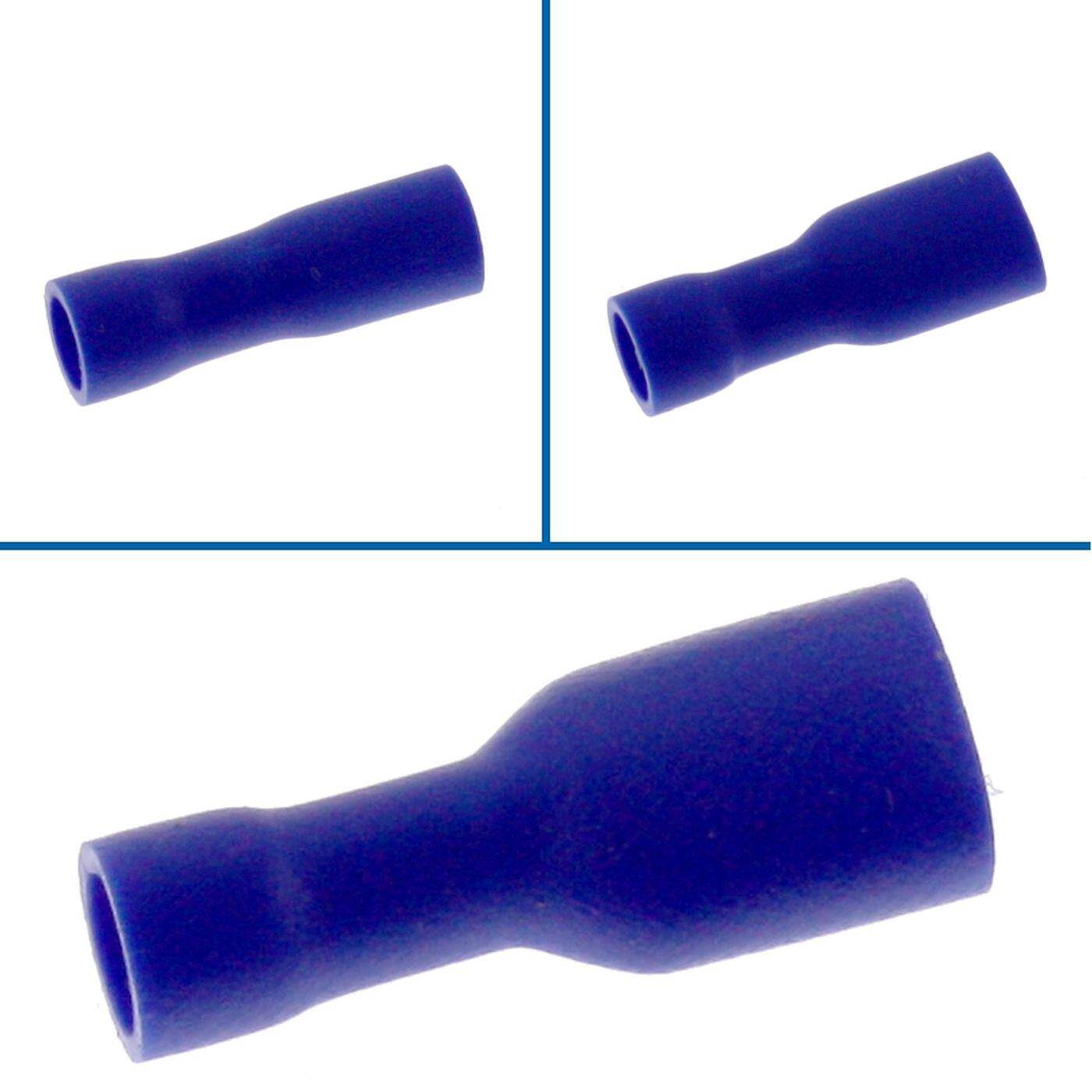 25x Flachsteckhülse vollisoliert 1,5-2,5mm² Steckmaß 0,8x2,8mm Blau für Flachstecker Messing verzinnt