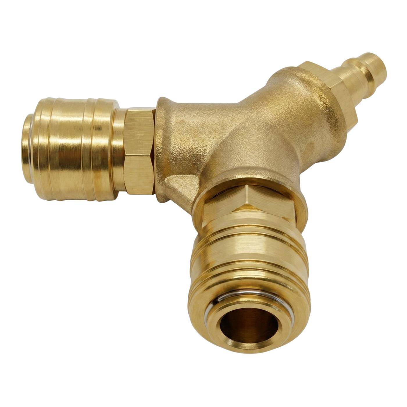 Compressed air distributor 2-fold complete with coupling plug made of brass Female thread 1/2" Compressed air diverter Quick coupling Multiple distributor for workshops, businesses and DIY enthusiasts