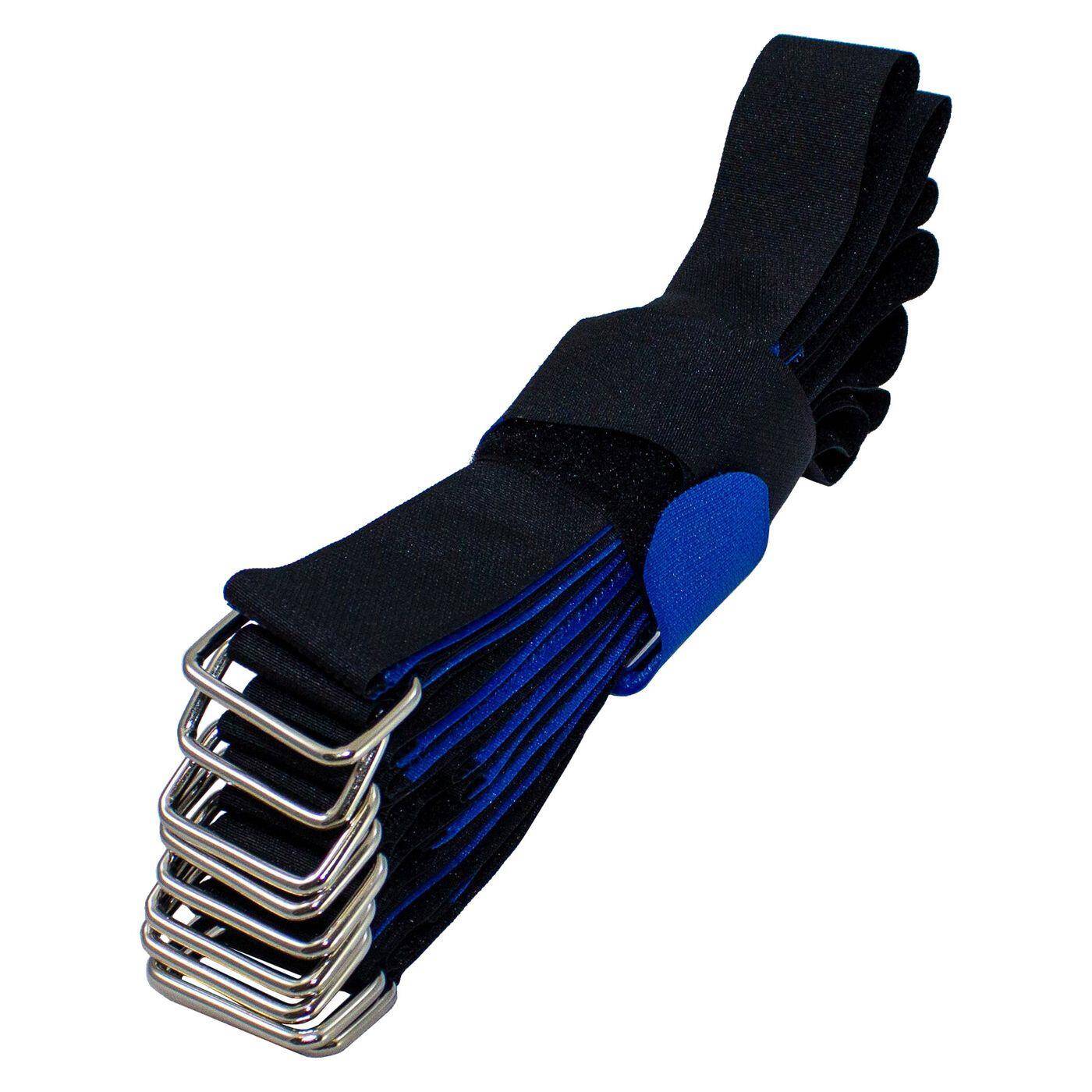 10x Klett Kabelbinder 800 x 38mm Schwarz Blau gekreuzt Wiederverwendbar Klettbinder
