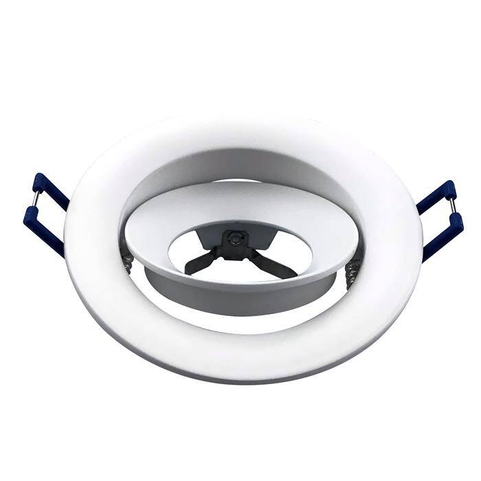 LED Einbaurahmen Rund 90x26mm Weiß Aluminium Schwenkbar Spot GU10 MR16 LED Einbaurahmen Rund 90x26mm Weiß Aluminium Schwenkbar Spot GU10 MR16