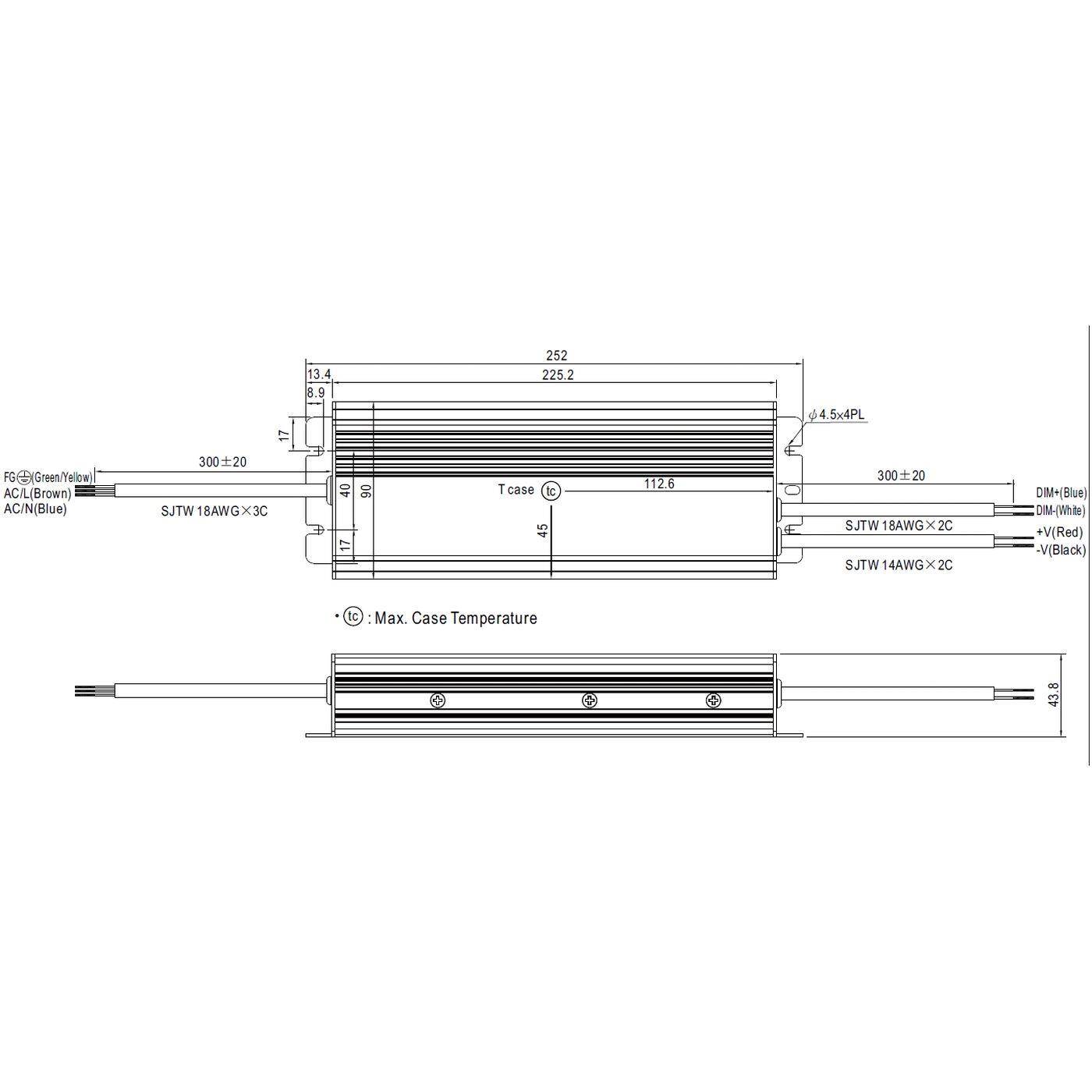 HLG-320H-12B 264W 12V 22A LED Netzteil Trafo Treiber IP67 Dimmbar 0-10V PWM