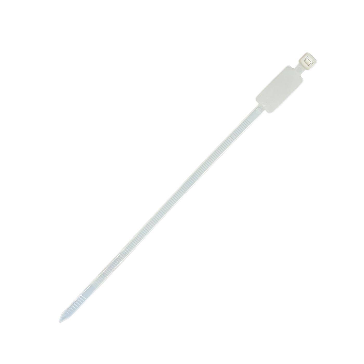 100x Cable tie with Text label 27x12mm 200 x 4,8mm White Natural 22kg PA6.6 Polyamide Industrial quality