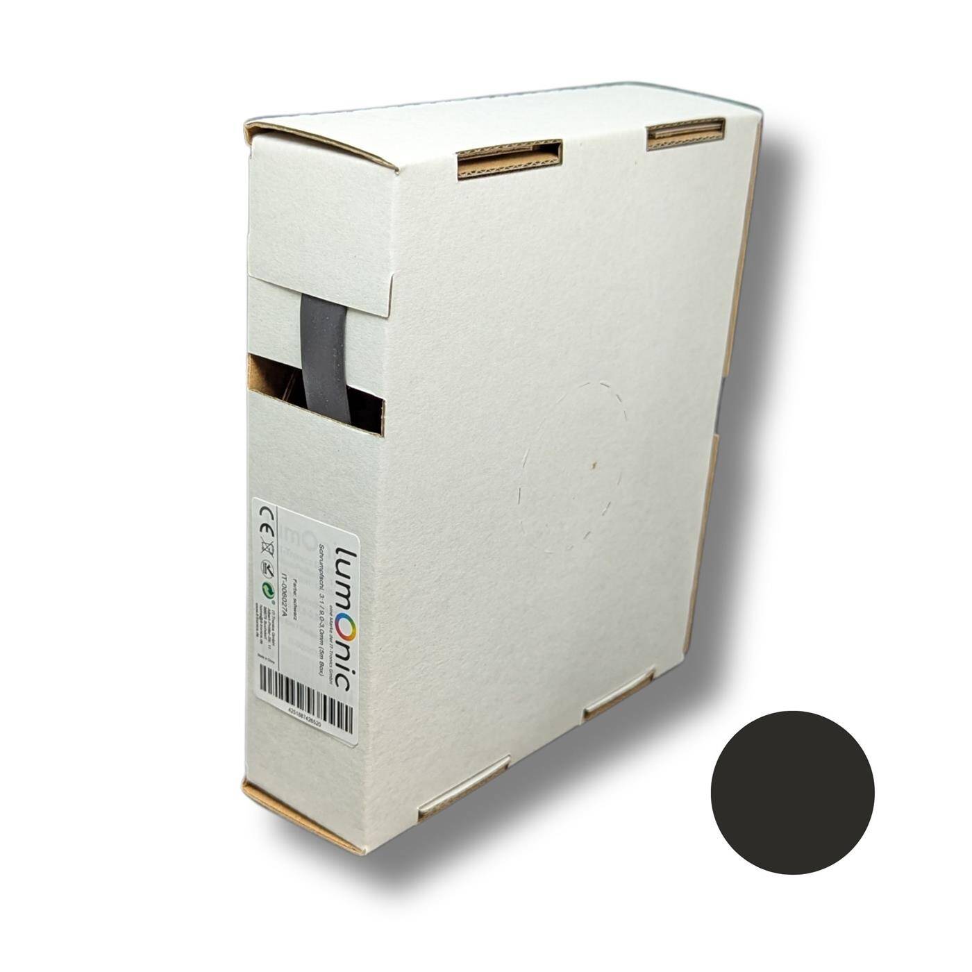 5m Schrumpfschlauch Box 3:1 9 -> 3mm Schwarz Flexibel