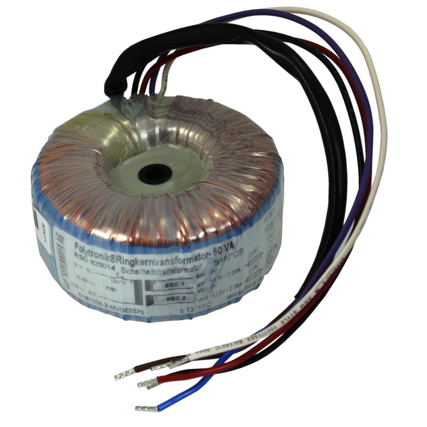 Toroidal transformer 50VA 230V 2x6V 12V Lumonic RSO-825012