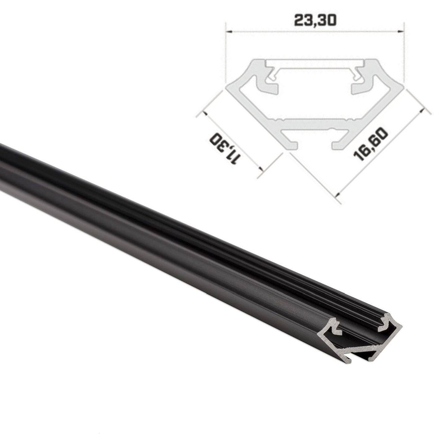 1m LED Profil C Schwarz 17x17mm Aluminium 45° Eckprofil für 12mm LED Streifen