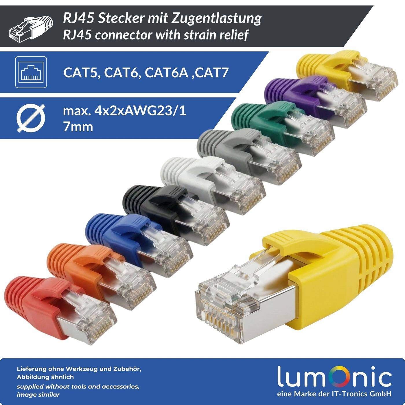 10x Netzwerkstecker RJ45 Stecker Weiß CAT5 CAT6 CAT7 LAN vergoldete Kontakte