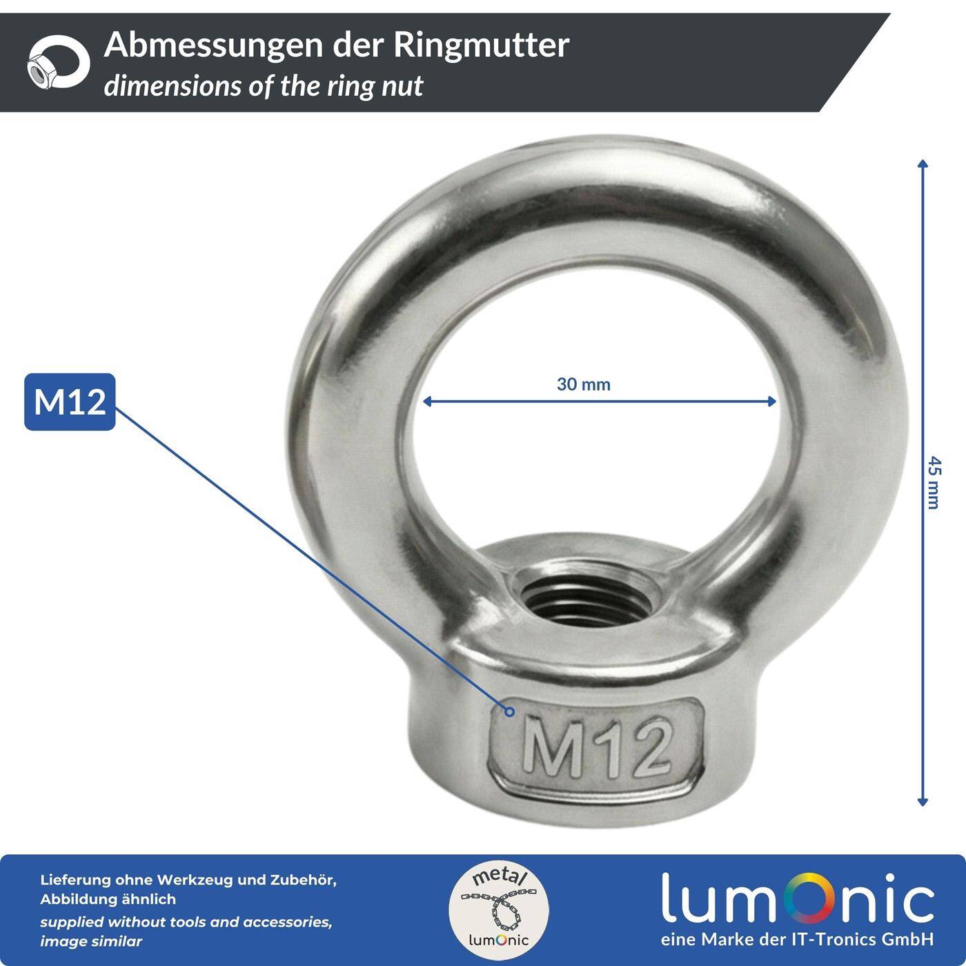 Lumonic Ring nut V2A stainless steel | M10 |  | Eyelet nut for hammock, awning, pavilion, chains