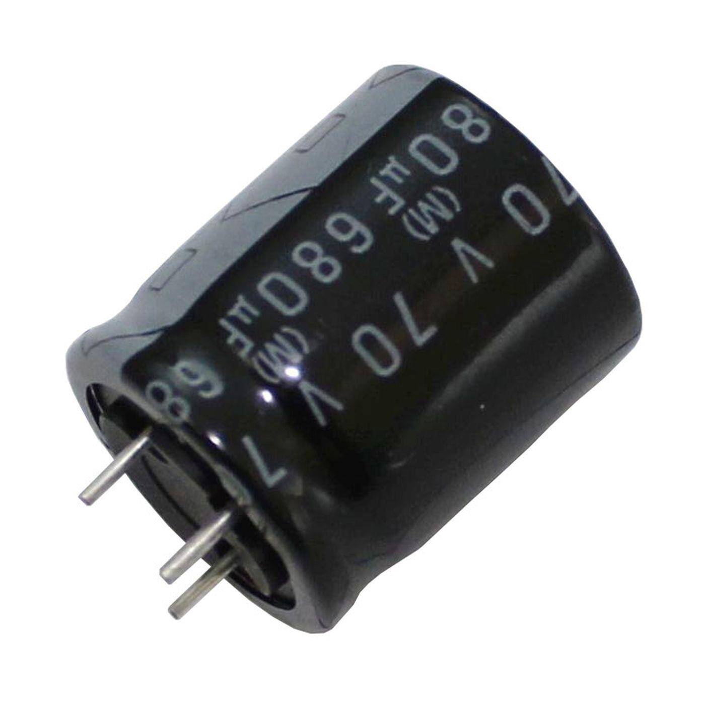 3-Pin Elko Capacitor 680µF 70V | Electrolytic capacitor up to a temperature of 125°C | 18x20mm | 680uF RPK-70V681MK5YZ-F52 Elna