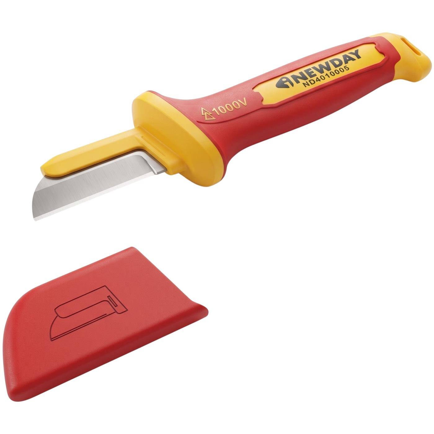 Lumonic VDE Cable Cutter 1000V, Straight Blade with Back Guard—Plastic-Coated Blade Back, 5Cr13 Blade Steel, Protective Cap Included