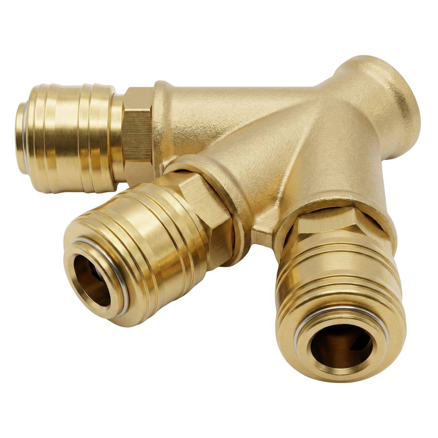 Druckluftverteiler 3-fach mit Innengewinde 1/2" aus Messing Druckluft-Verteiler Druckluftweiche Schnellkupplung Mehrfachverteiler für Werkstätten, Betriebe und Heimwerker