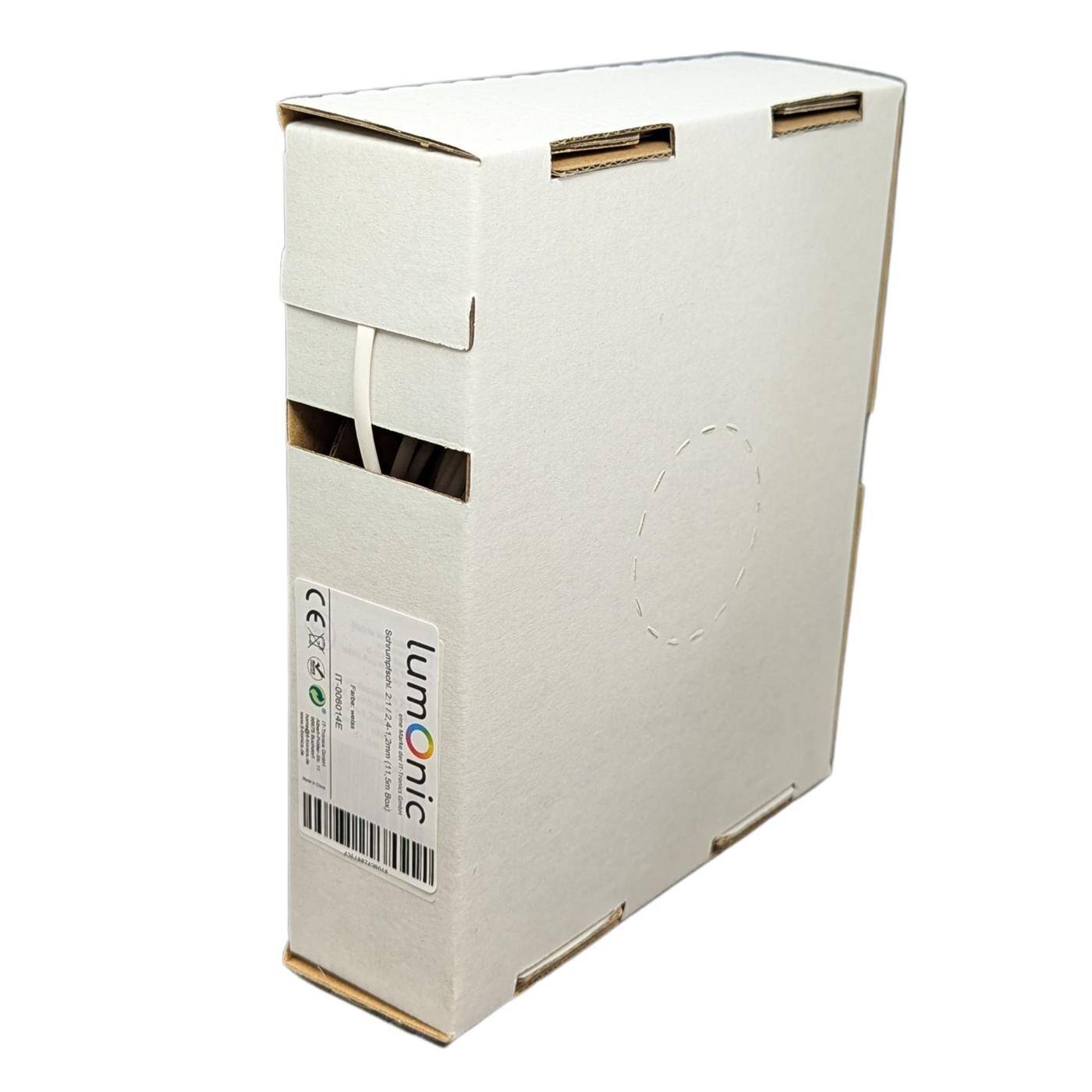 11,5m Heat shrink tubing Box 2:1 2,4 -> 1,2mm White