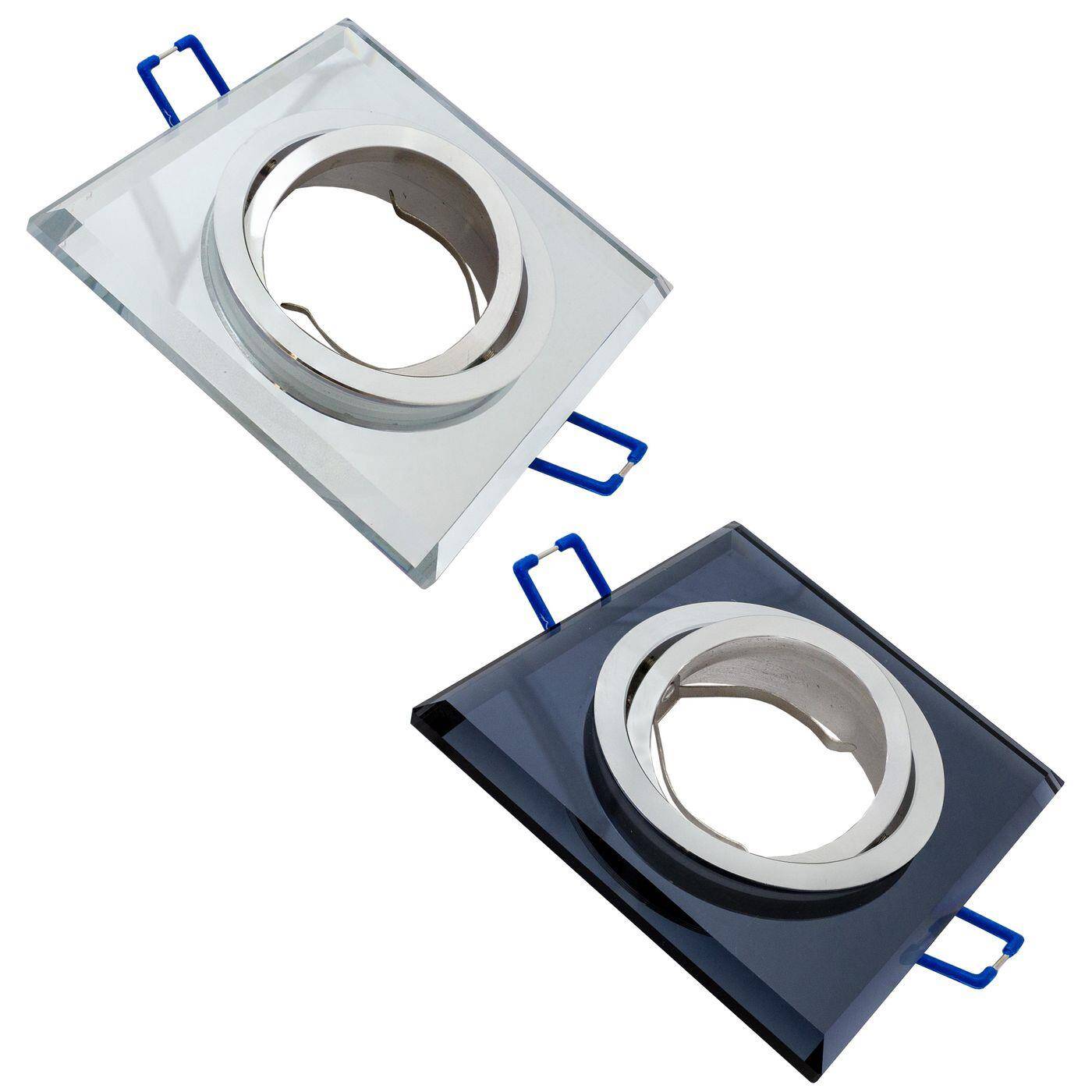 LED Einbaurahmen Quadratisch 90x90x25mm Schwarz Glas 8mm Schwenkbar Spot GU10 MR16