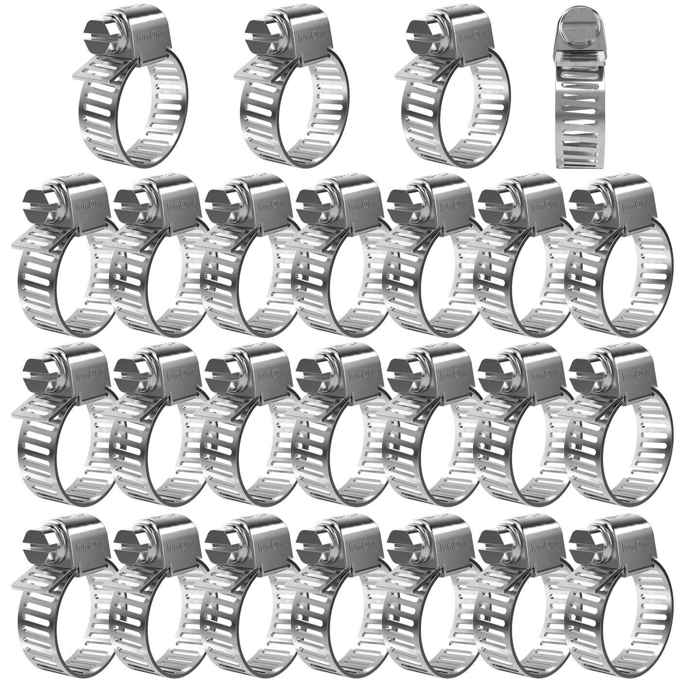 Lumonic 25x 16-25mm Schlauchschelle Edelstahl V4A 304 I einstellbare Schlauchschellen zum Schrauben I für Rohre Schläuche Waschmaschine KFZ Auto Haus Garten