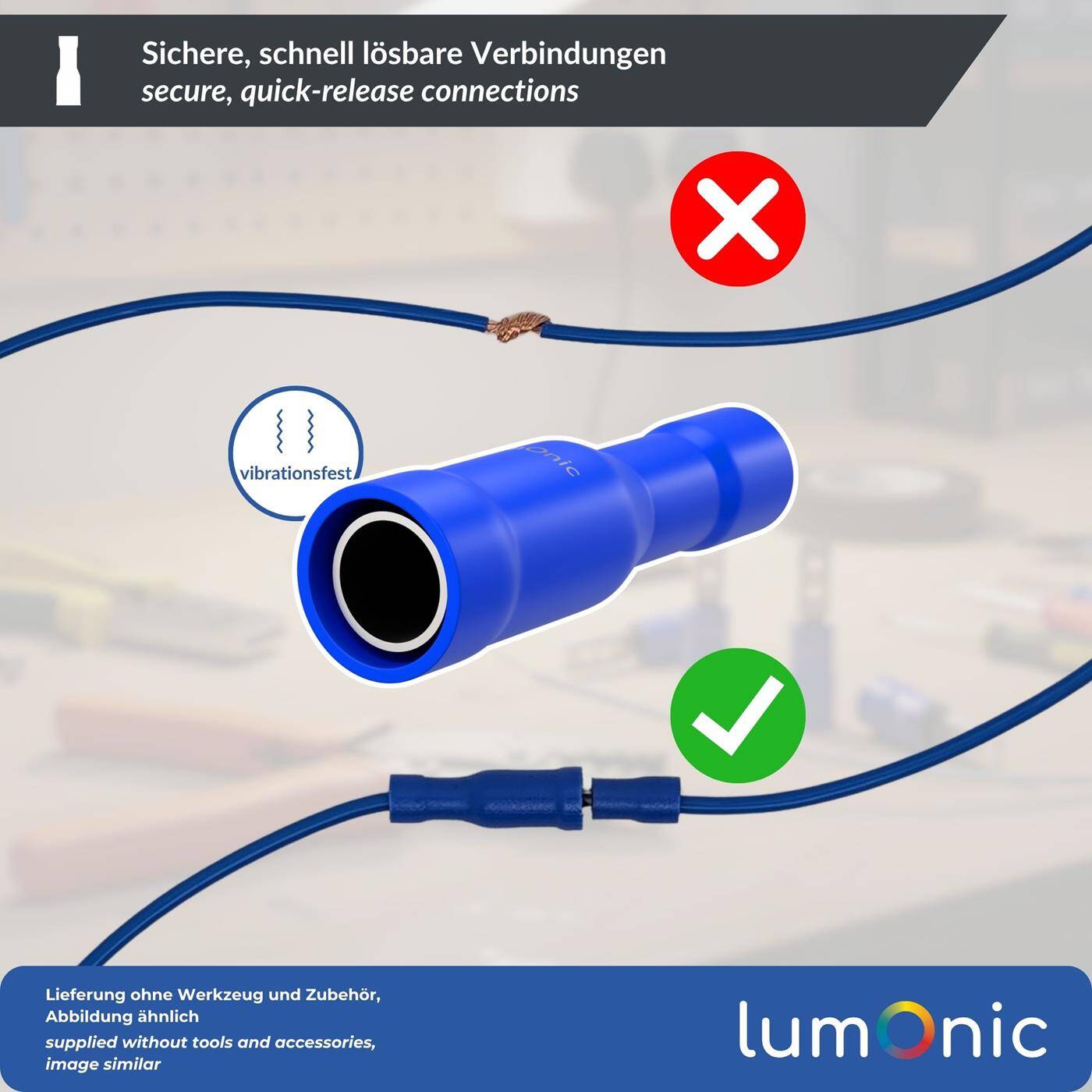 Lumonic 25x Round receptacle 1,5-2,5mm² | , 4mm | Round receptacles for round plugs 4mm | Cable connectors, insulated cable lugs | Car, motorcycle, electrics
