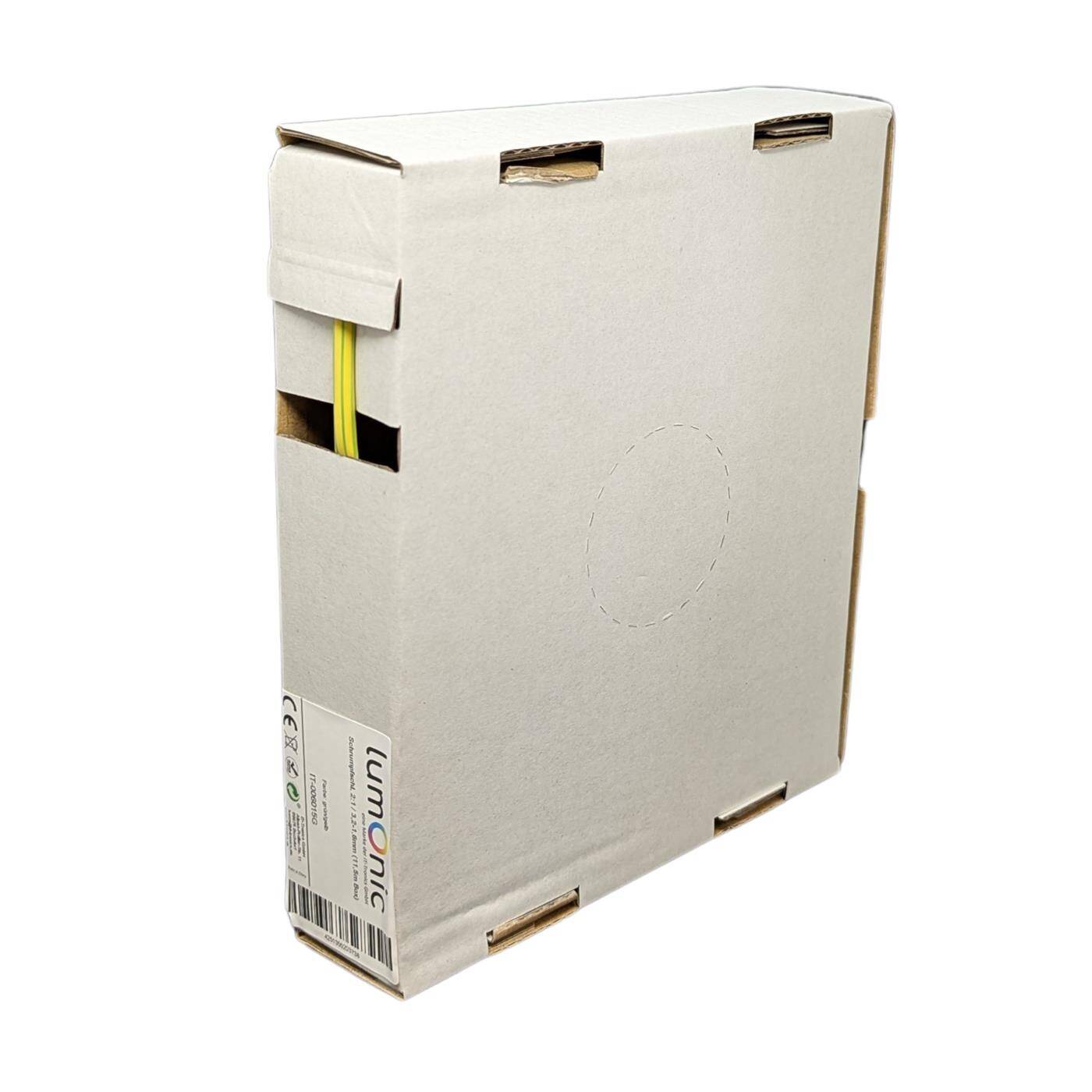 11,5m Schrumpfschlauch Box 2:1 3,2 -> 1,6mm Grün Gelb Flexibel
