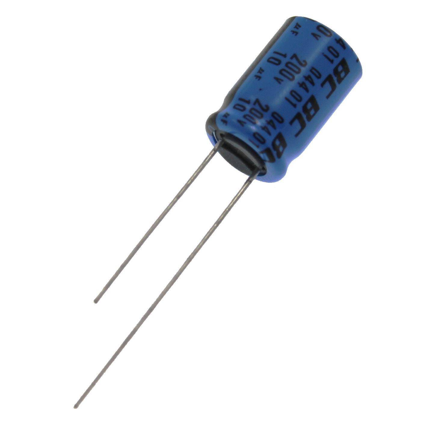 Elko Kondensator Radial 10µF 200V | Elektrolytkondensator bis zu einer Temperatur von 85°C | 10x15mm | 10uF  Vishay