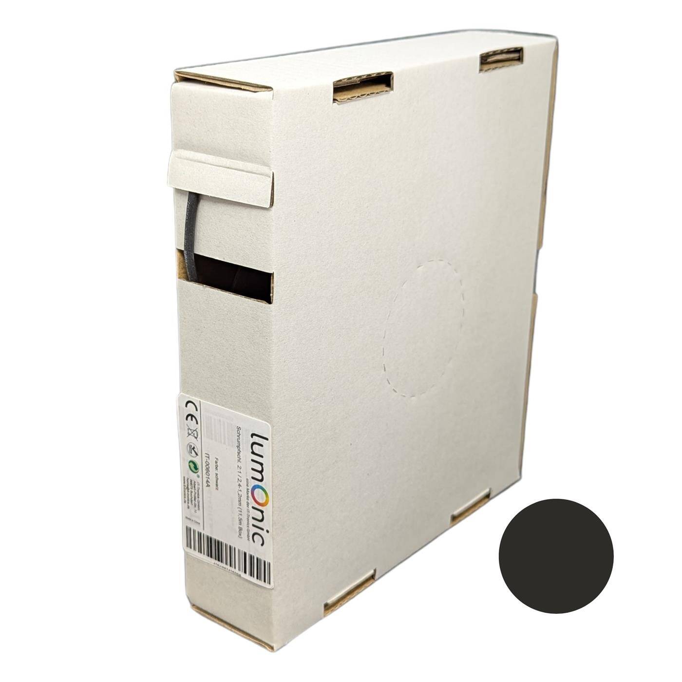 11,5m Schrumpfschlauch Box 2:1 2,4 -> 1,2mm Schwarz Flexibel