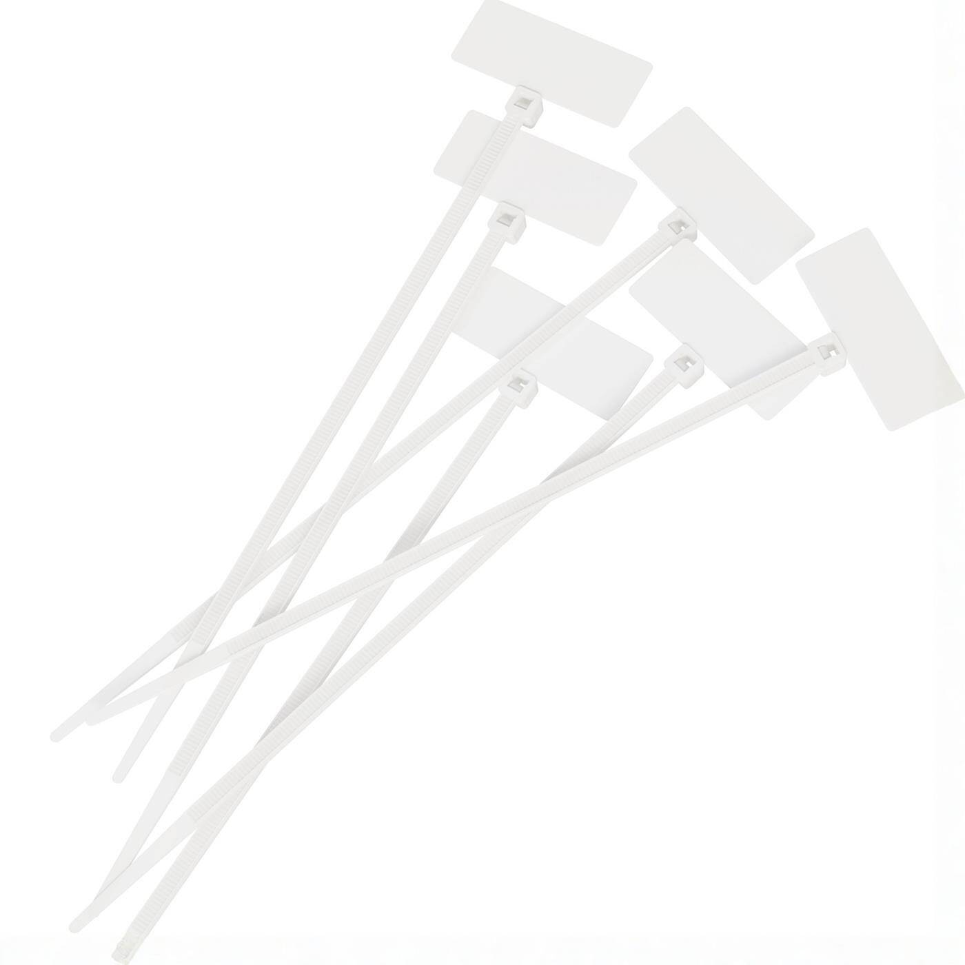 100x Kabelbinder mit Textschild 20x9mm 110 x 2,5mm Weiß Natur 8kg PA6.6 Polyamid Industriequalität