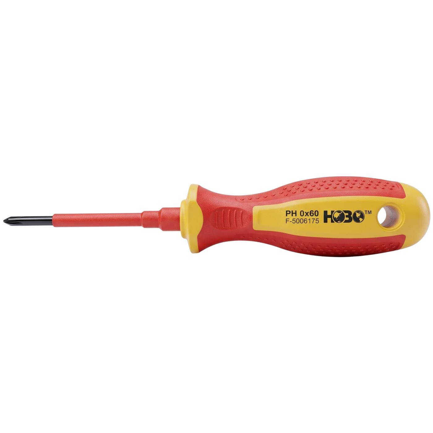 Lumonic VDE Phillips Screwdriver PH0 x 60 mm, 1000 V – S2 steel, burnished, magnetic tip, two-component handle, for electrical installations and control cabinets