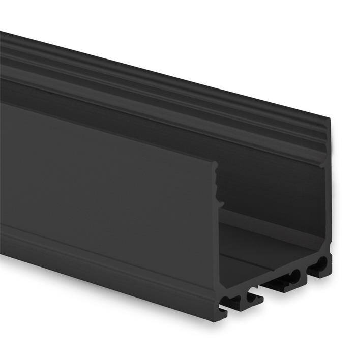 1m LED Profil PN6 Schwarz 26,8x26mm Aluminium Aufbauprofil für 24mm LED Streifen