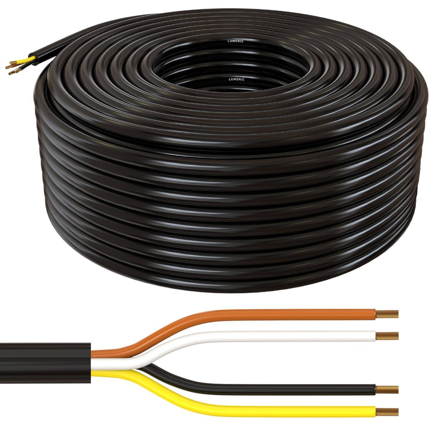 Lumonic 1m FLRYY Vehicle cable 4x1,5mm² black | 4-core | Trailer cable | Multi-core automotive cable | Oil and fuel-resistant, flame-retardant | Low voltage