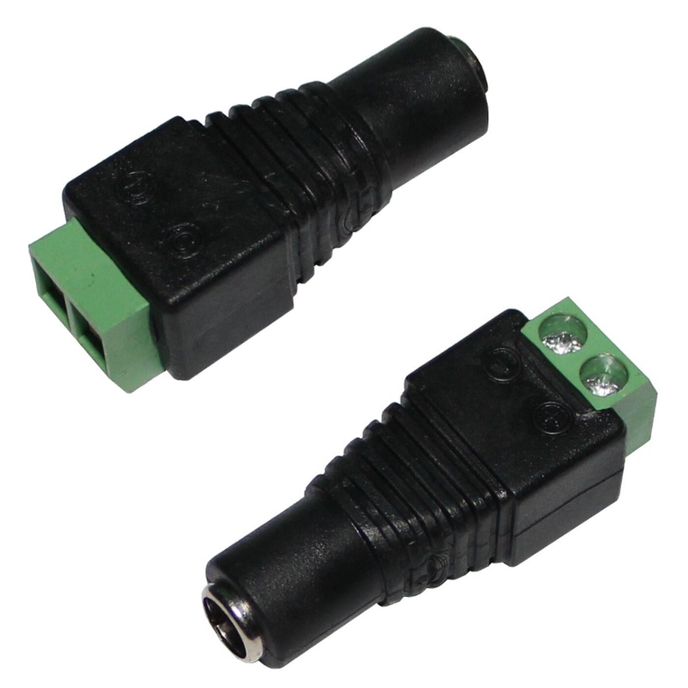 LED DC Connector with Screw terminals 5,5/2,1mm Socket for single-colour LED strips 2-Pin