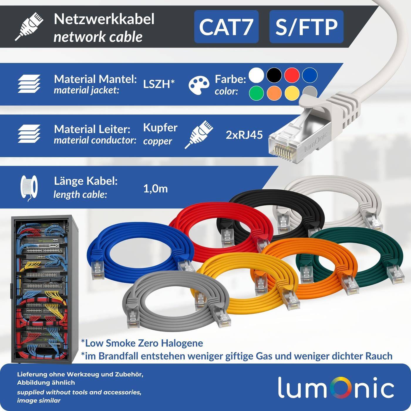 1m RJ-45 Netzwerkkabel Patchkabel CAT7 Weiß S/FTP Ethernet DSL LAN CAT.7