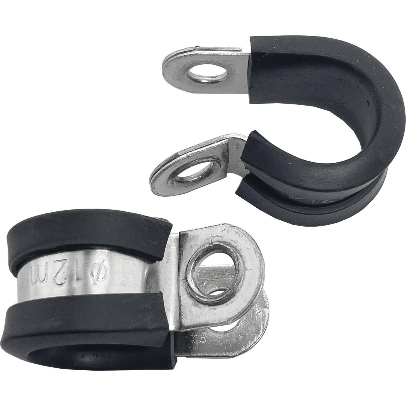 10x P-Clip Leitungsschelle Edelstahl V2A mit Gummi 12mm Rohrschelle Befestigungsschelle