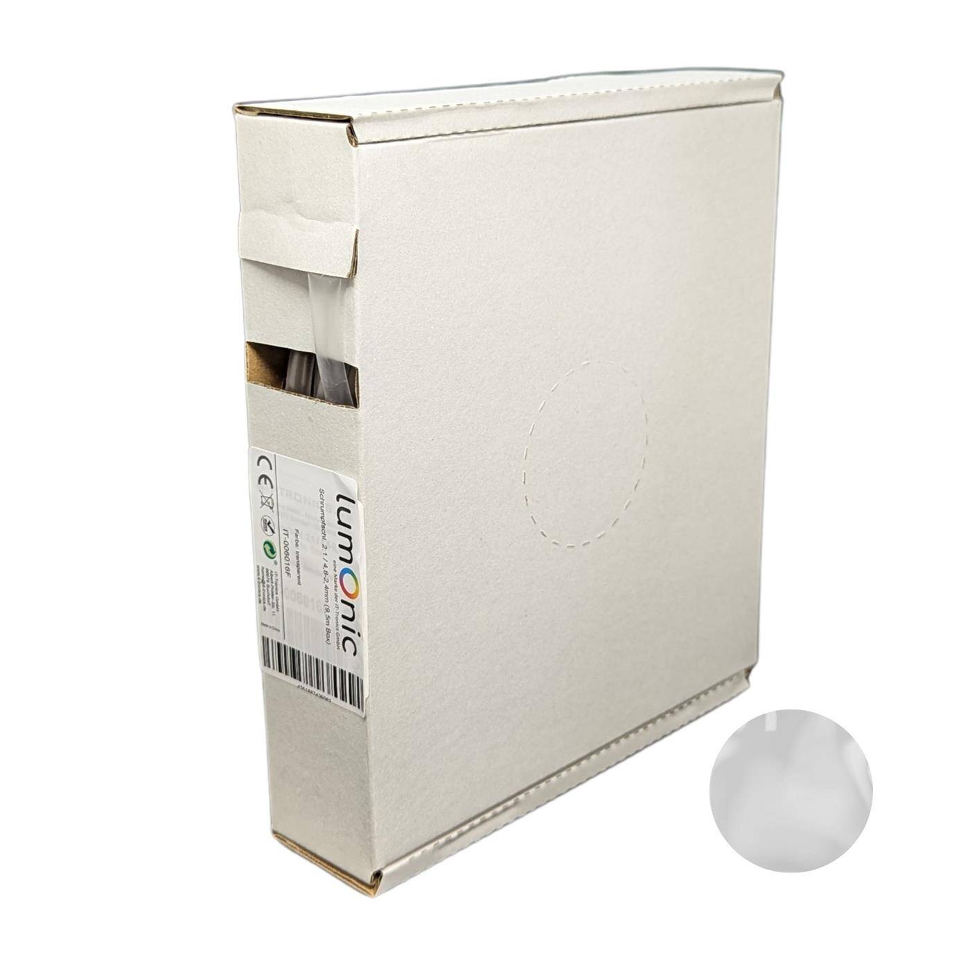 9,5m Heat shrink tubing Box 2:1 4,8 -> 2,4mm Transparent Flexible