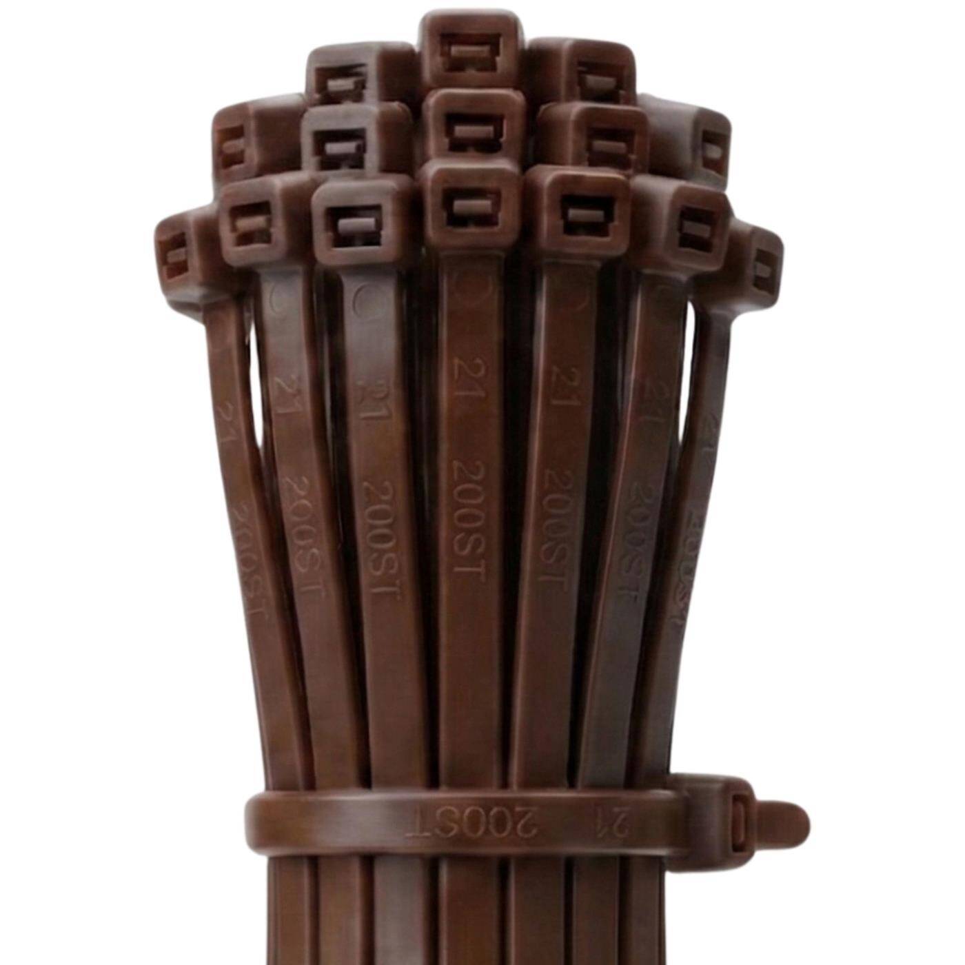 Lumonic 100x Kabelbinder 370 x 4,8mm I Braune Kabelbinder in Industriequalität I Kabelbinder UV beständig, Kabelbinder wetterfest, Kabelbinder braun