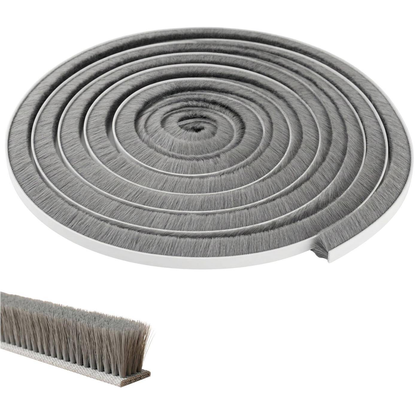 Lumonic 5m Bürstendichtung grau 12mm | Selbstklebend + Zuschneidbar | Zugluftstopper, Kälteschutz, Insektenschutz für Fenster, Türen, Schrank