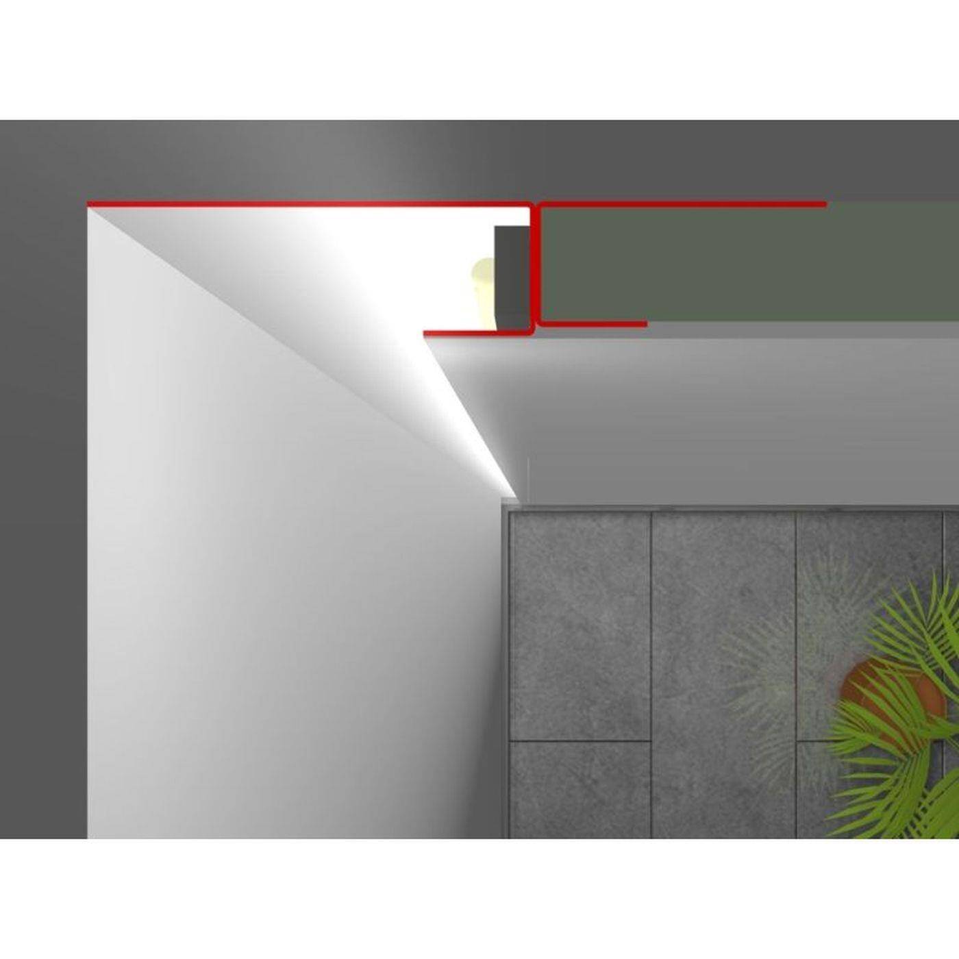 2m LED Trockenbauprofil SNL 60mm Sichtschenkel für Gipskartonplatten Stahl Zinkblech