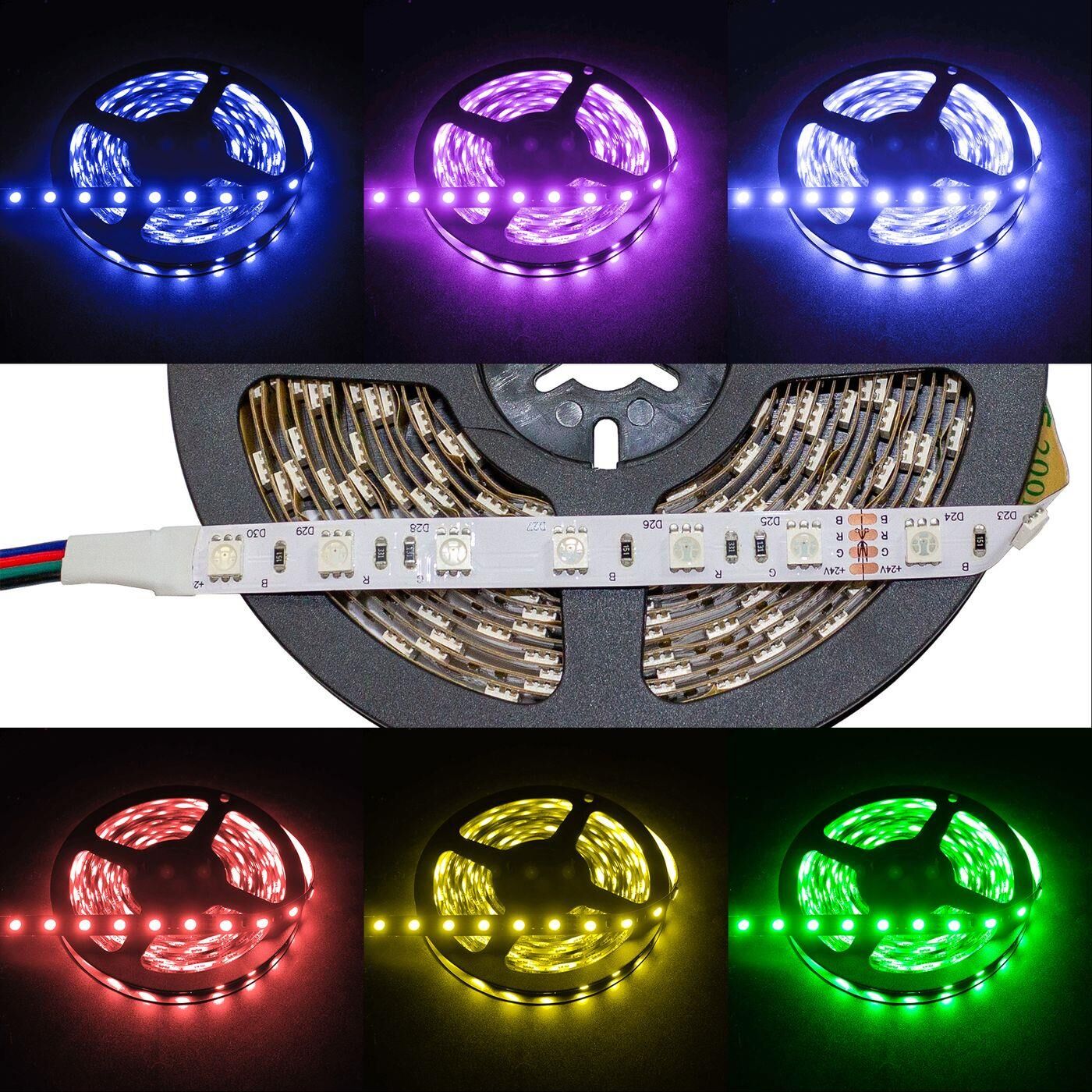 5m (500cm) HIGH-POWER RGB LED Strip Tape Bar 24V IP20 300LEDs 60LED/m SMD5050