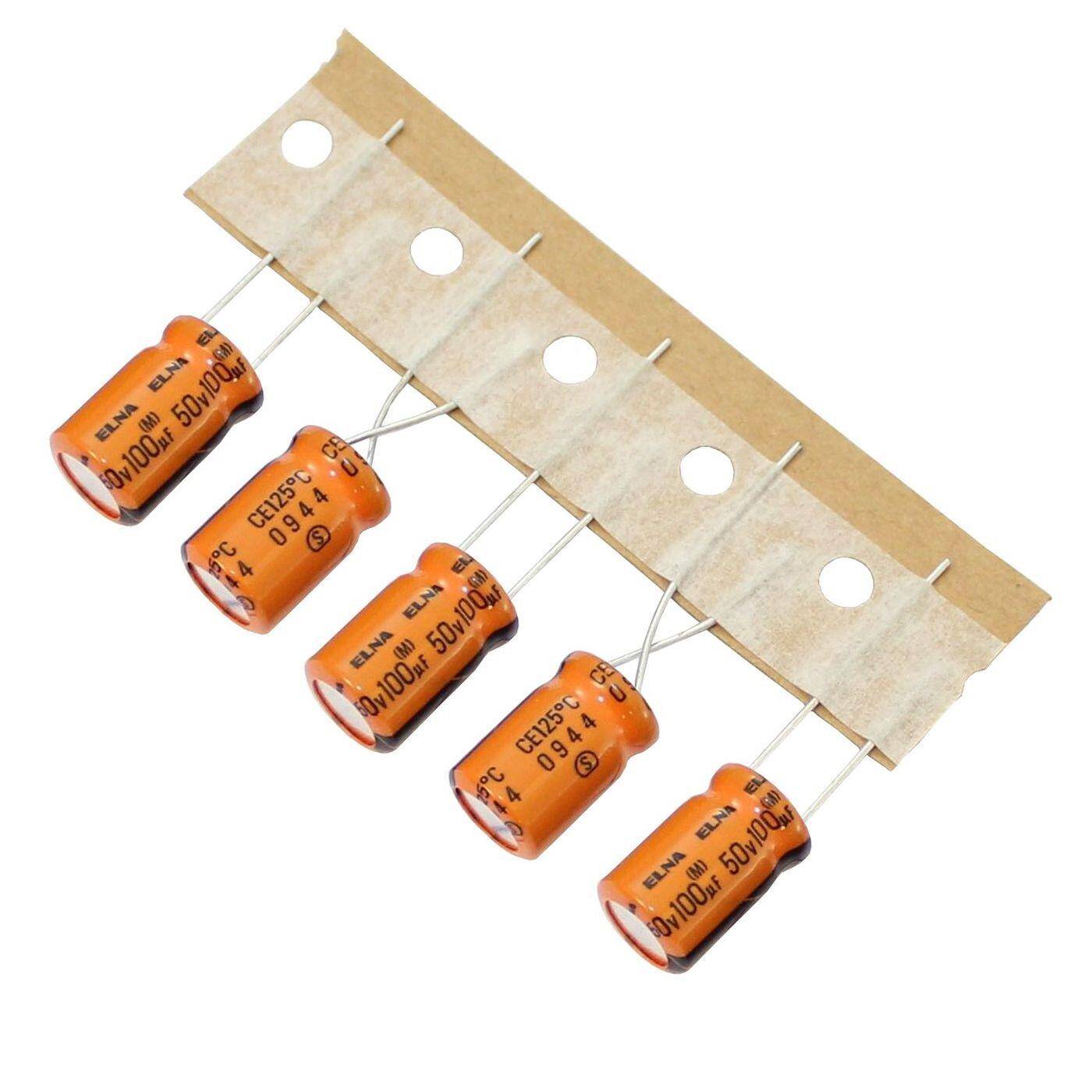 Elko Capacitor Radial 100µF 50V | Electrolytic capacitor up to a temperature of 125°C | 8x12mm | 100uF RK-50V101MG3GYX-TA2 Elna