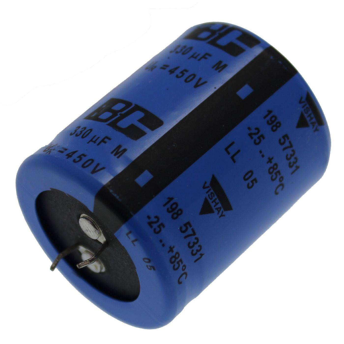 Snap-In Elko Kondensator 330µF 450V | Elektrolytkondensator bis zu einer Temperatur von 85°C | 35x40mm | 330uF MAL219857331E3 Vishay