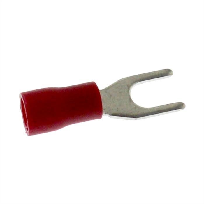 25x Gabelkabelschuh teilisoliert 0,5-1,5mm² Lochdurchmesser M4 Rot Ringzunge Kupfer verzinnt