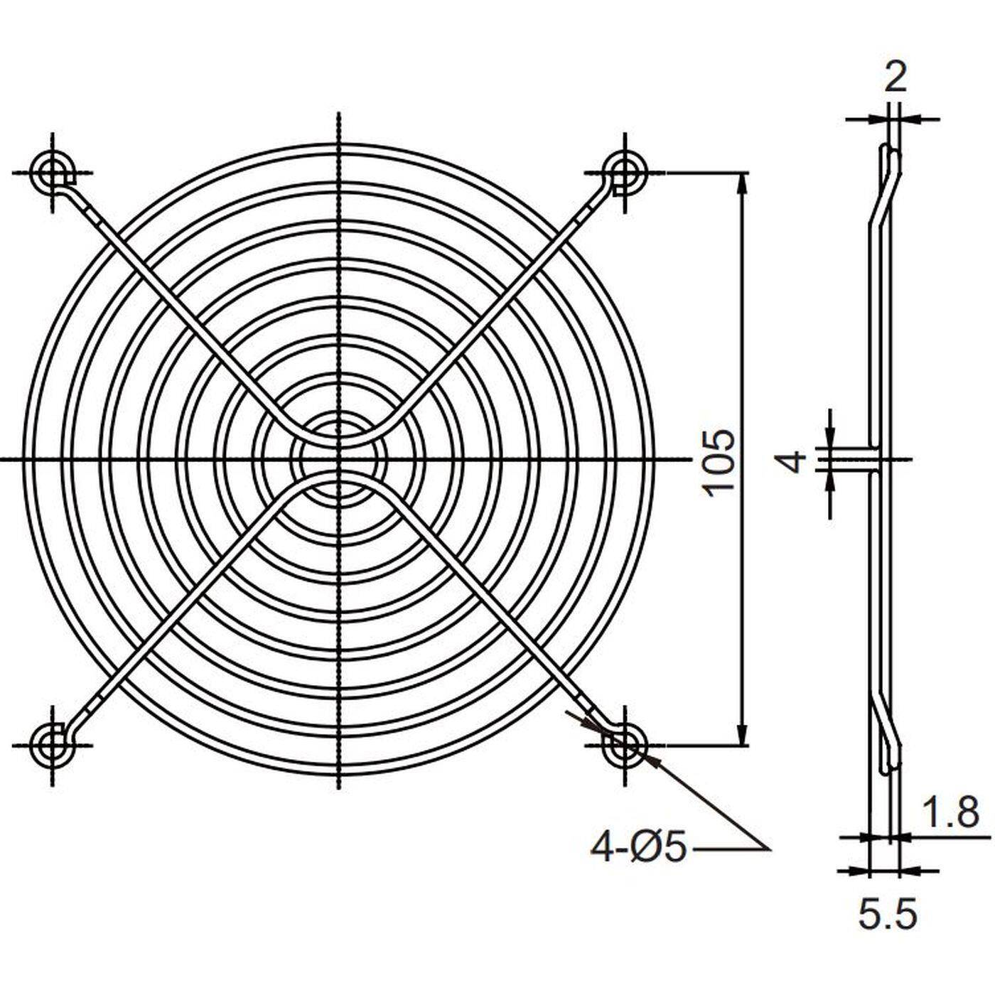 Lüftergitter 120x120mm für Axiallüfter 120x120x25mm 120x120x38mm