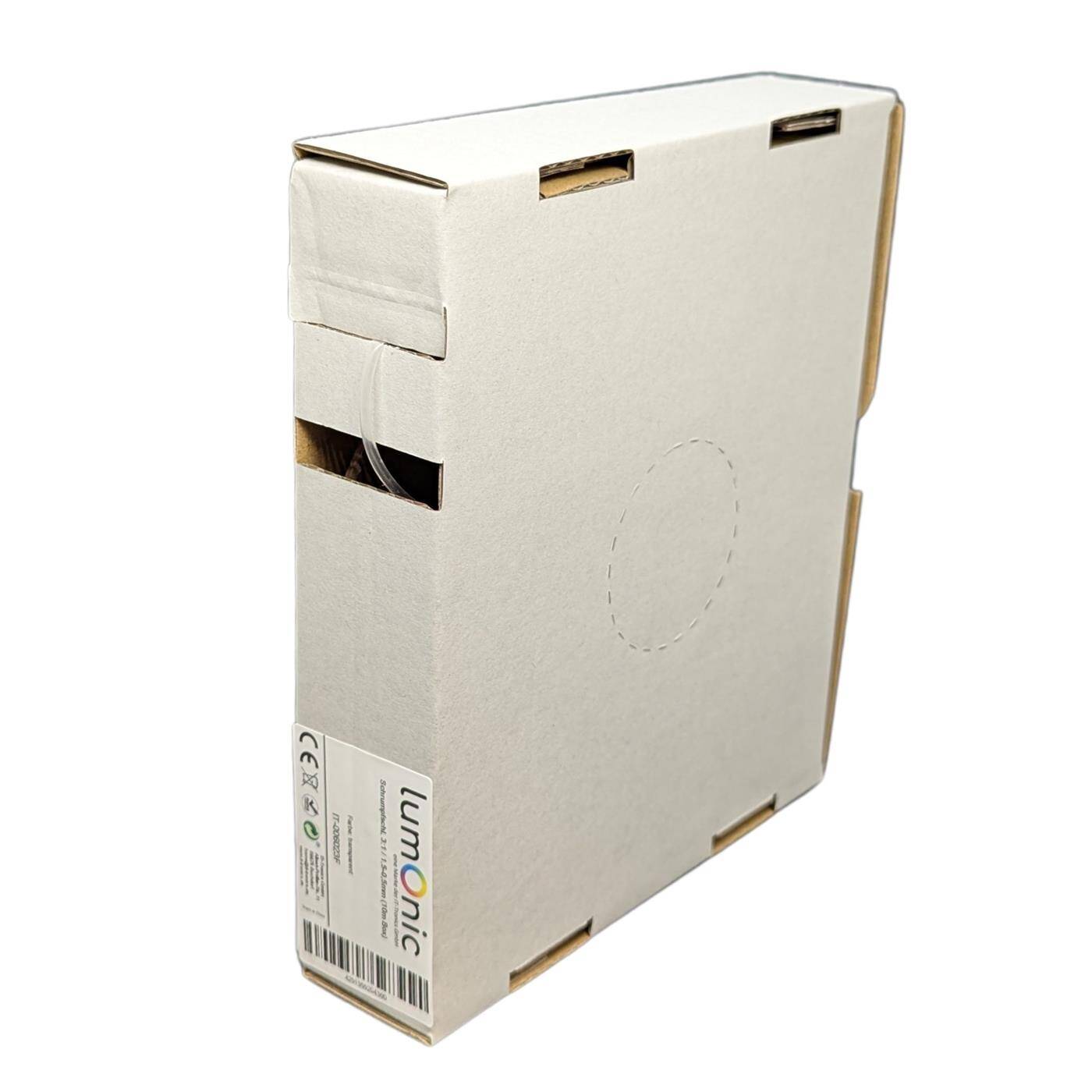 10m Heat shrink tubing Box 3:1 1,5 -> 0,5mm Transparent Flexible