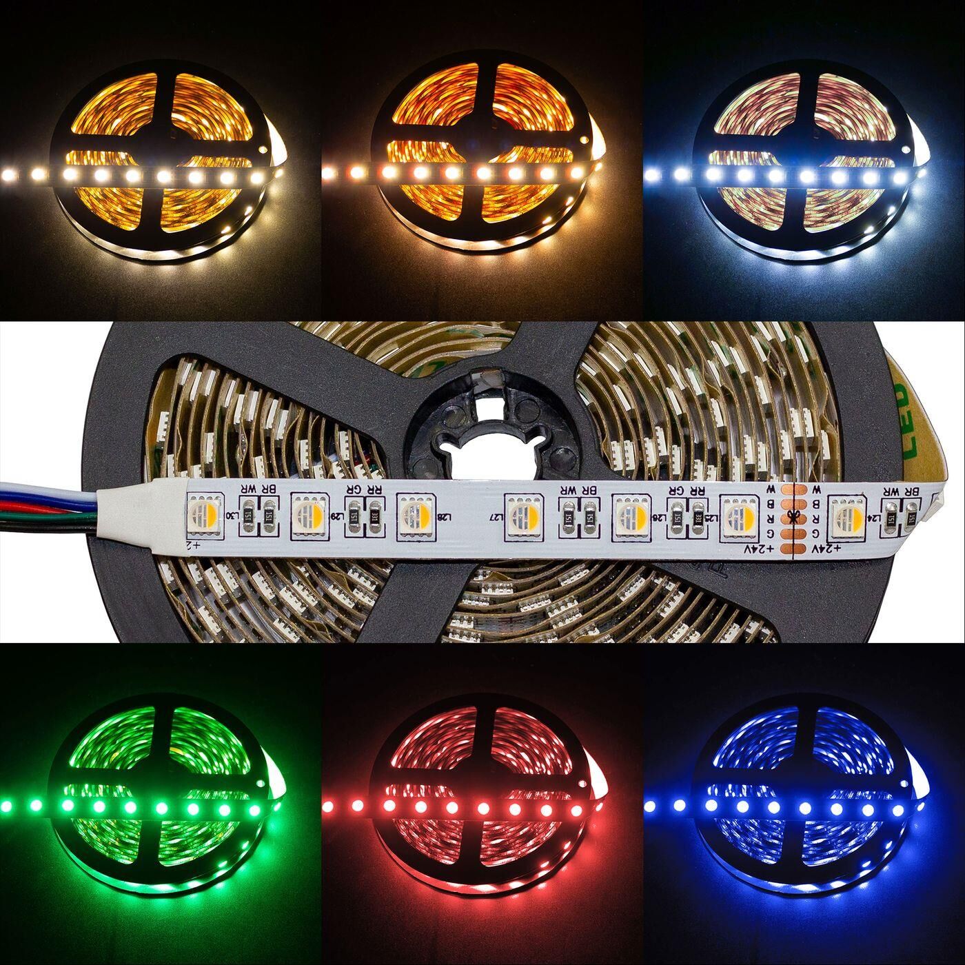 5m (500cm) RGBWW 3000K 4in1 LED Strip Tape Bar 24V IP20 300LEDs 60LED/m SMD5050