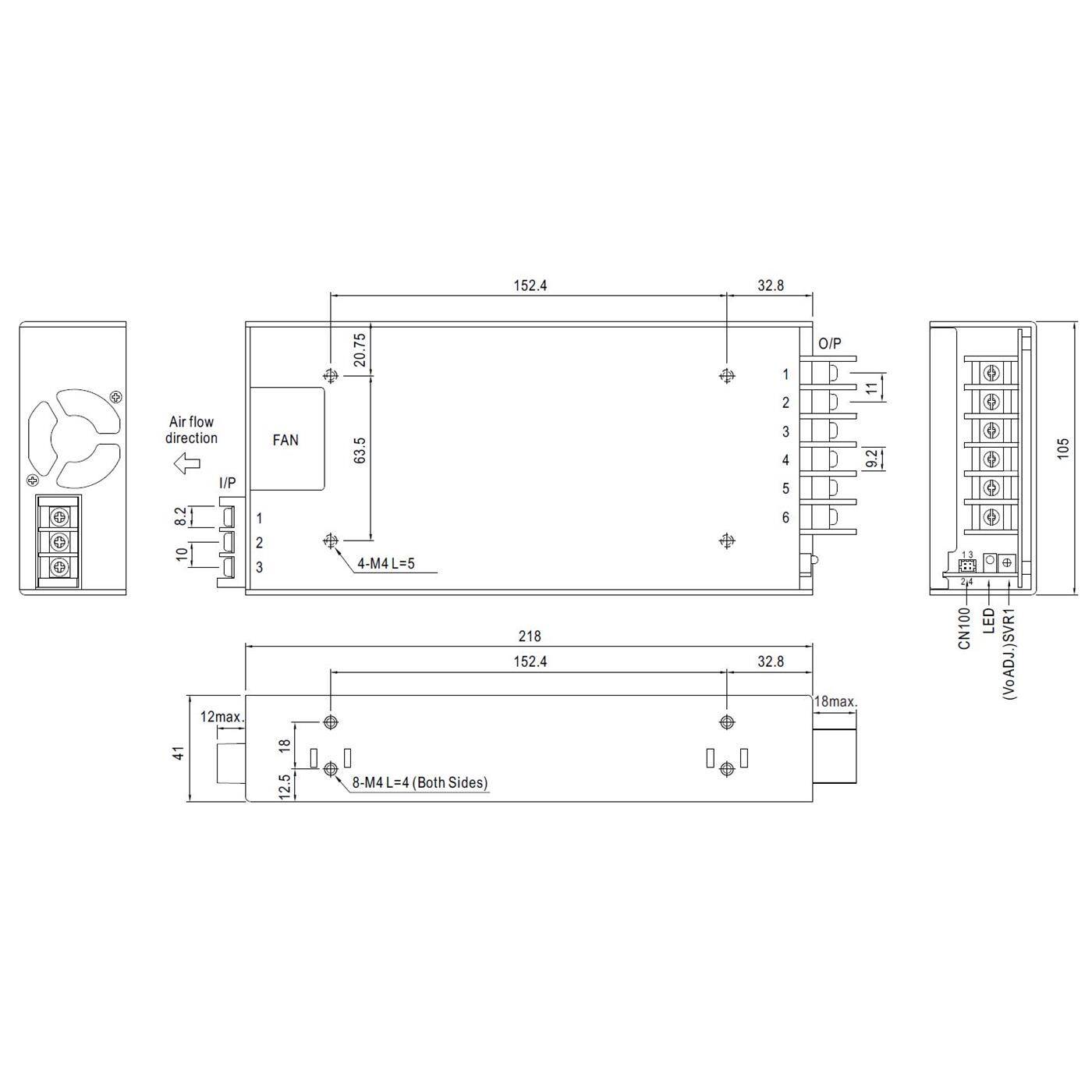 HRP-450-24 451,2W 24V 18,8A Industrielles Netzteil