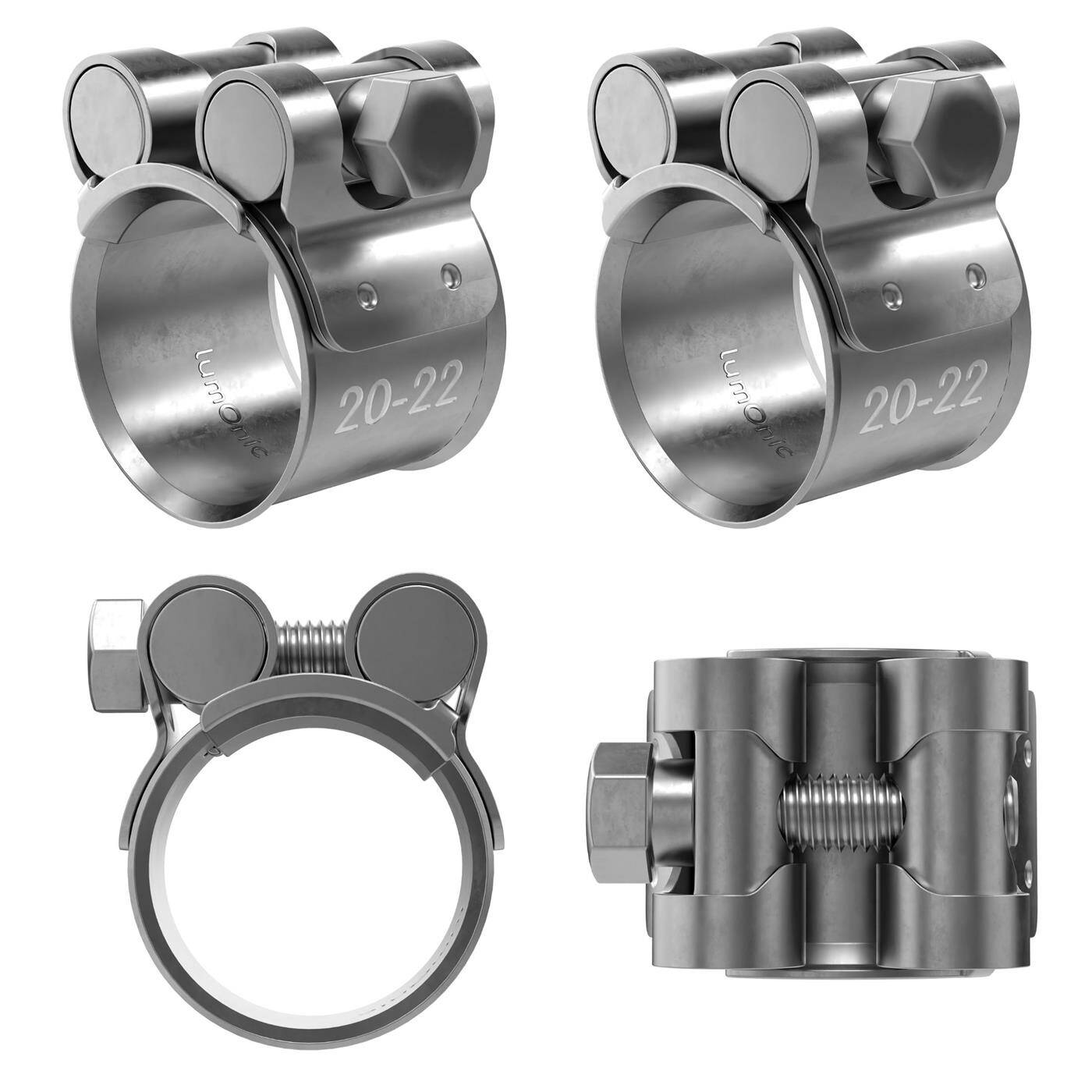 4x Lumonic Gelenkbolzenschelle Edelstahl 20-22mm V2A Auspuffschelle für Bau PKW LKW