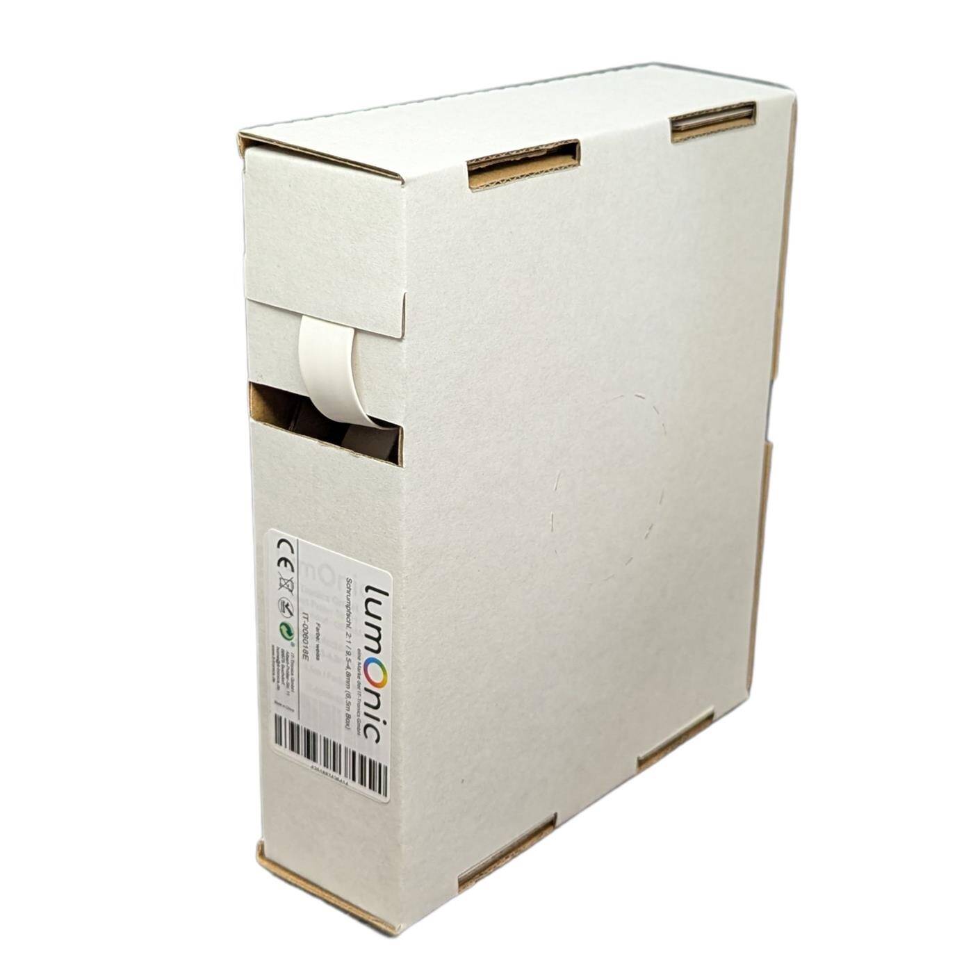 6,5m Schrumpfschlauch Box 2:1 9,5 -> 4,8mm Weiß Flexibel