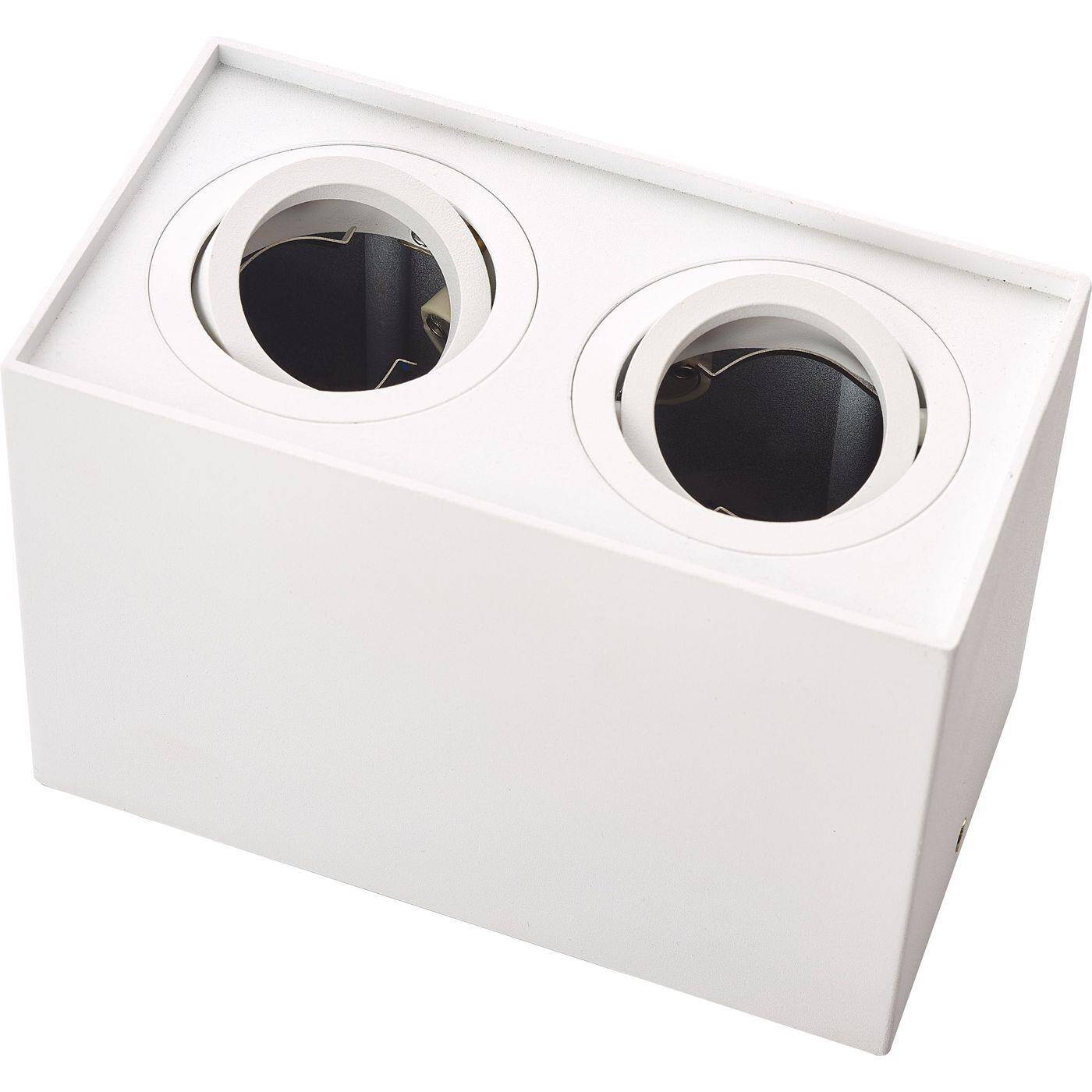 LED Aufbaurahmen Twin Quadratisch 175x95x125mm Weiß Aluminium Schwenkbar Spot GU10 MR16