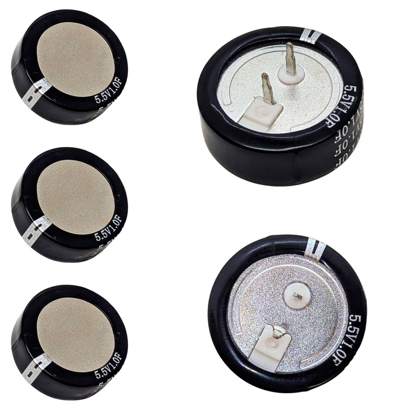 5x Supercap 1,0F 5,5V C-Type, EDLC for direct use, high capacity, 5.5V monoblock - no balancing necessary, flicker protection, backup, Arduino, PLC, heating